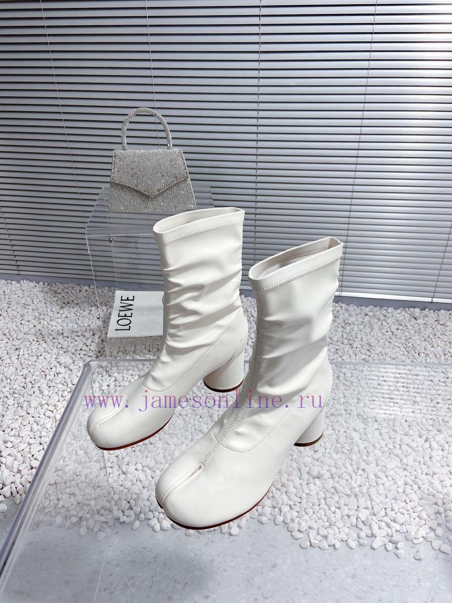 High qualityMaison Margiela MM6 new round heel pinch toe elastic boots and short bootsMaterionp0o3vr - Image 3