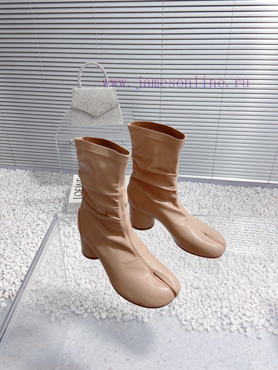 High qualityMaison Margiela MM6 new round heel pinch toe elastic boots and short bootsMateri0ymlwafn - Image 2