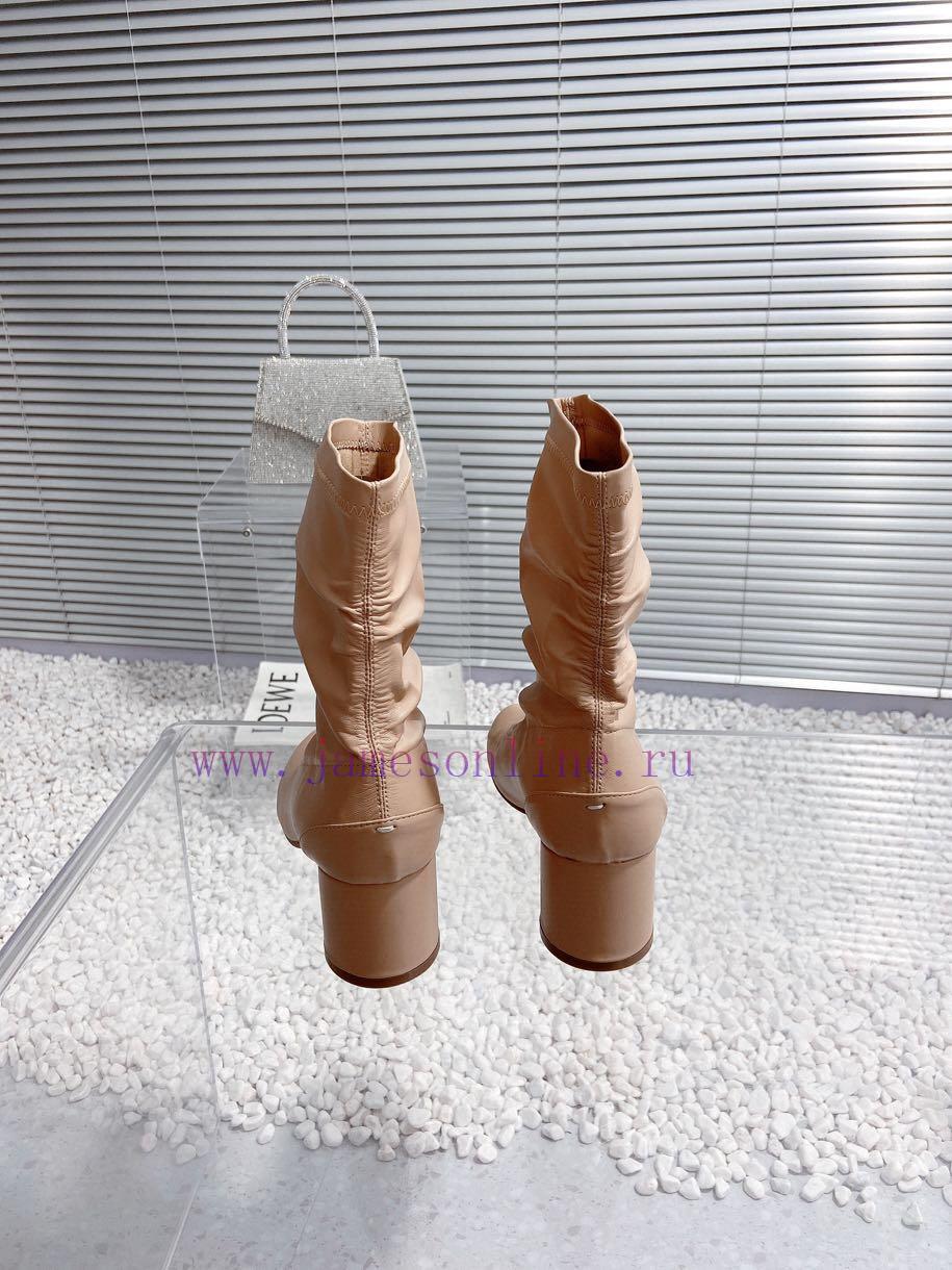 High qualityMaison Margiela MM6 new round heel pinch toe elastic boots and short bootsMateri0ymlwafn - Image 4