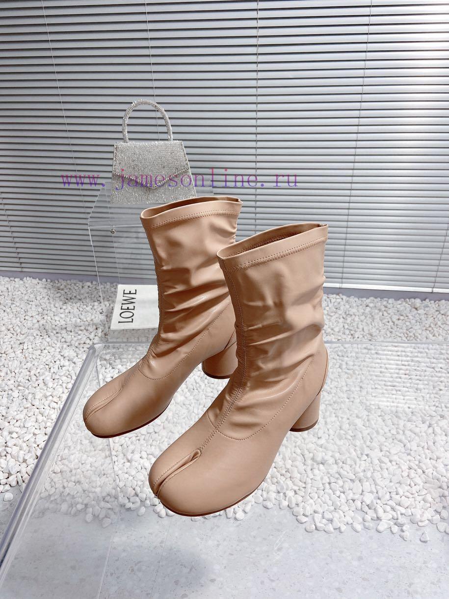 High qualityMaison Margiela MM6 new round heel pinch toe elastic boots and short bootsMateri0ymlwafn - Image 9