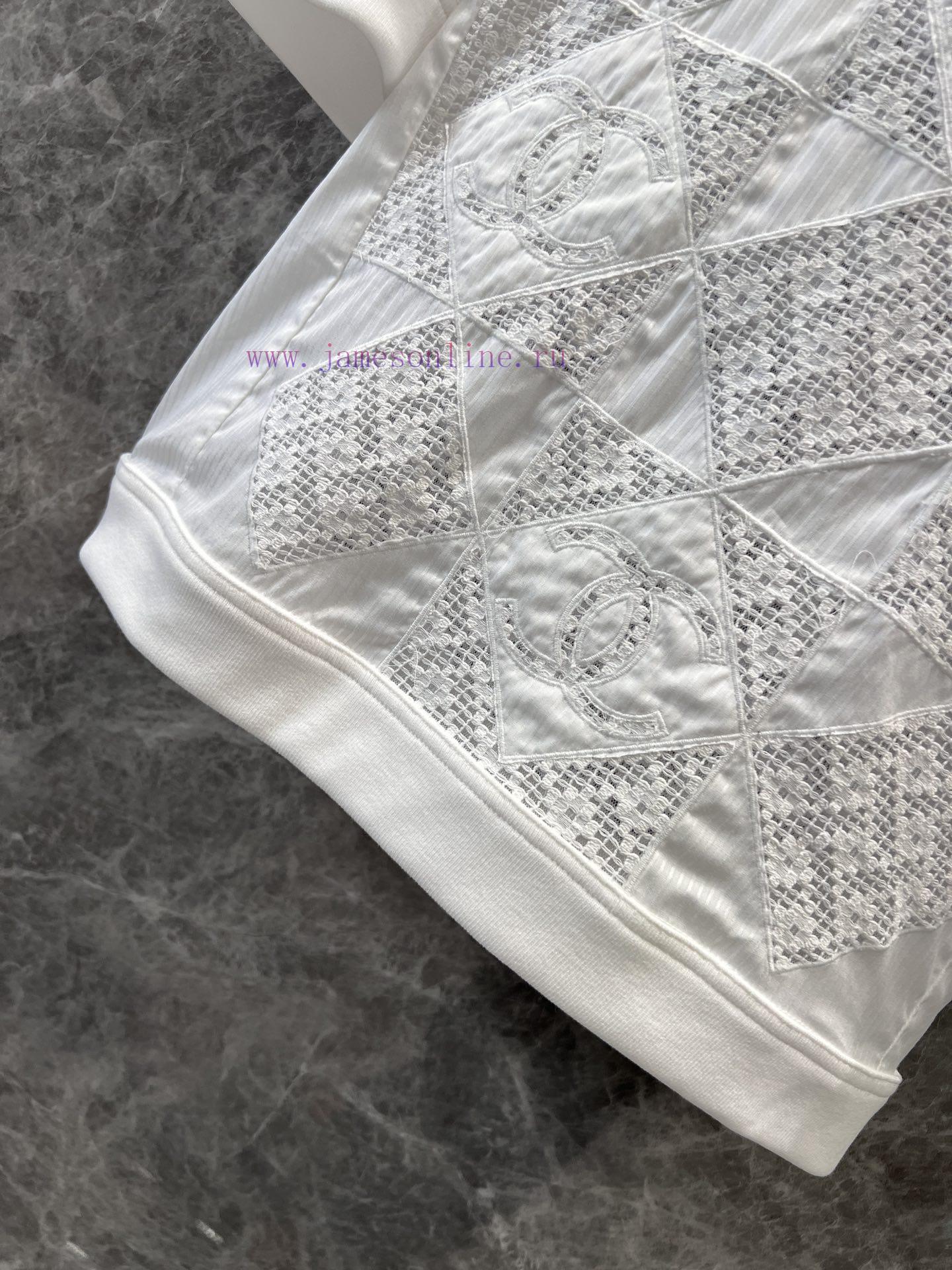ZT61070 Chanel 25Ss Spring/Summer New Cutout Splicing Patchwork Embroidered Short Sleeve Top | p7eakhkk - Image 7