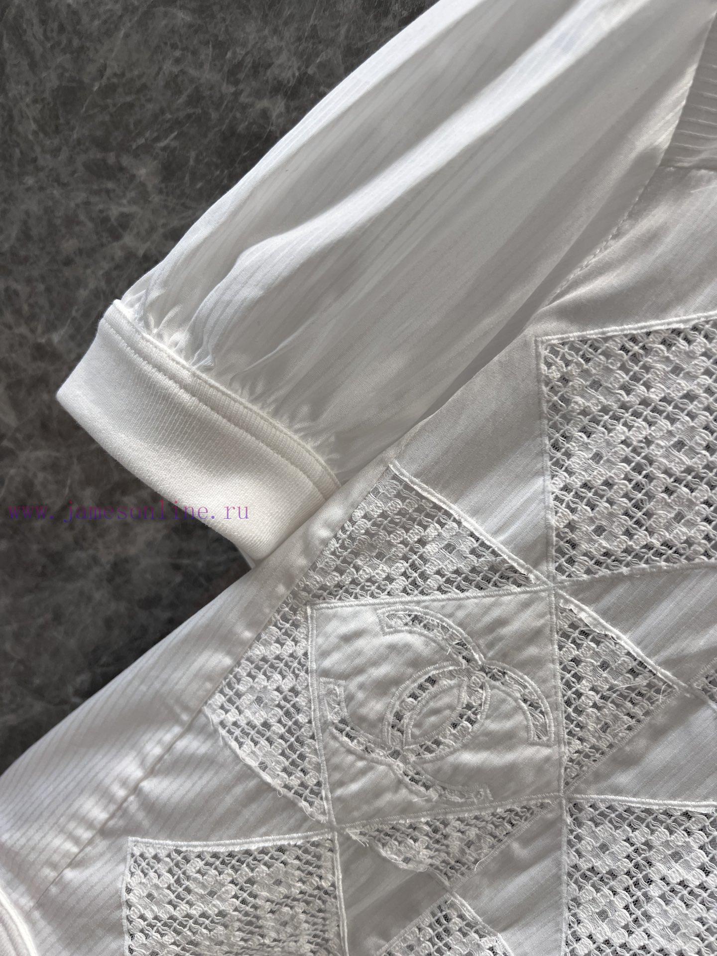 ZT61070 Chanel 25Ss Spring/Summer New Cutout Splicing Patchwork Embroidered Short Sleeve Top | p7eakhkk - Image 8