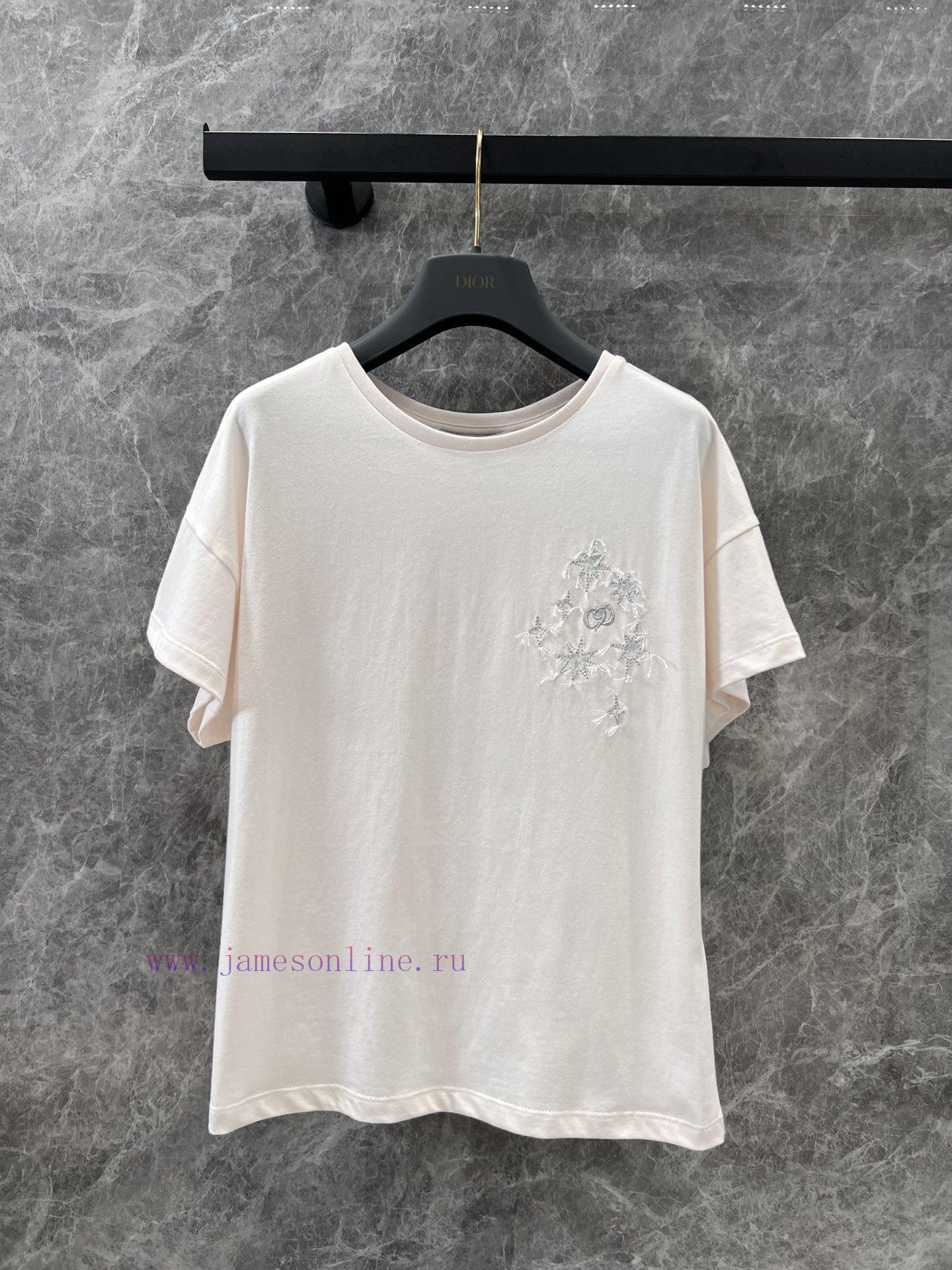ZT61076 Dior 25Ss Spring/Summer New Letter Embroidered Round Neck Flying Sleeve T-shirt | Made 3vd310as - Image 2