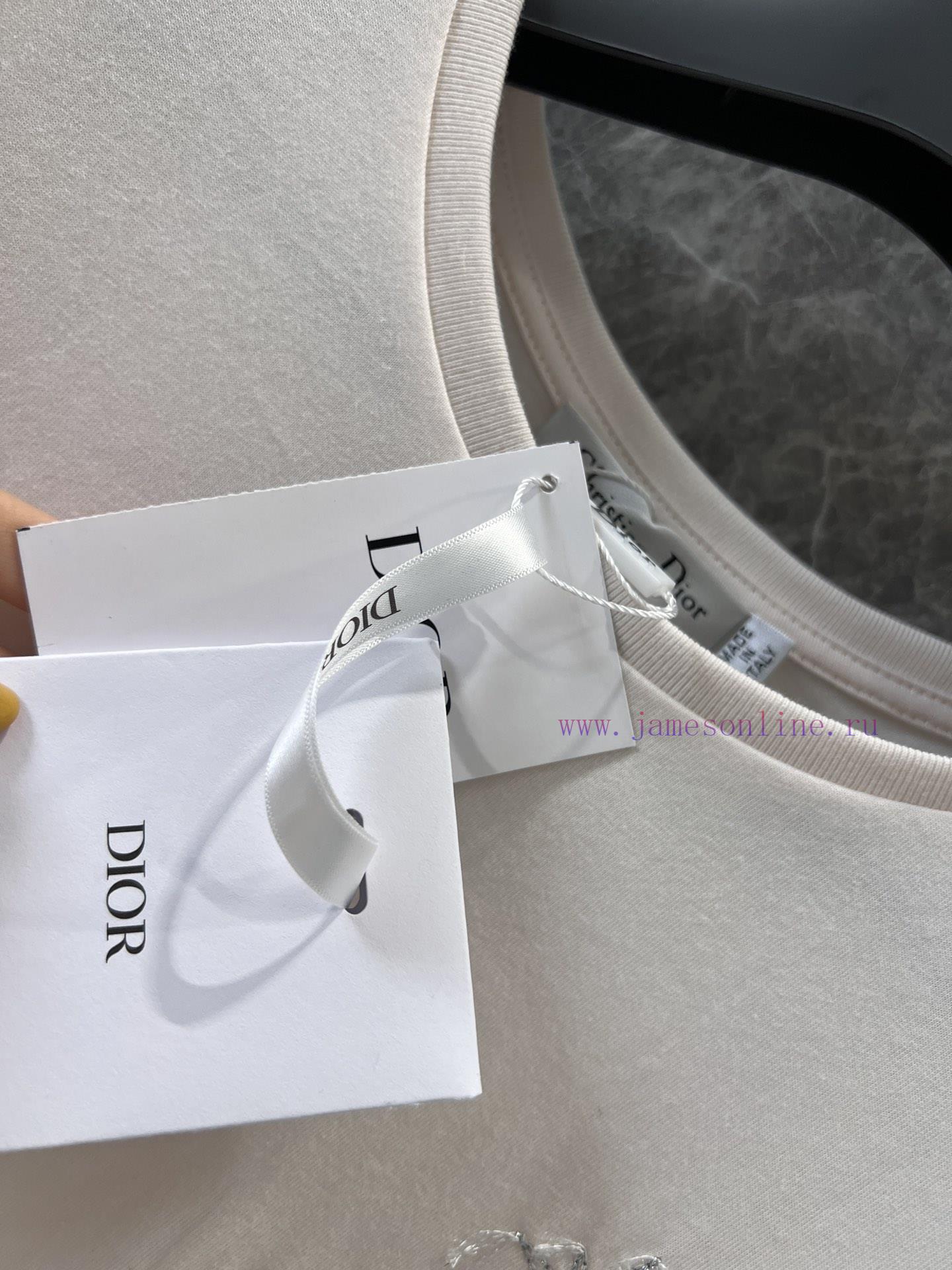 ZT61076 Dior 25Ss Spring/Summer New Letter Embroidered Round Neck Flying Sleeve T-shirt | Made 3vd310as - Image 9