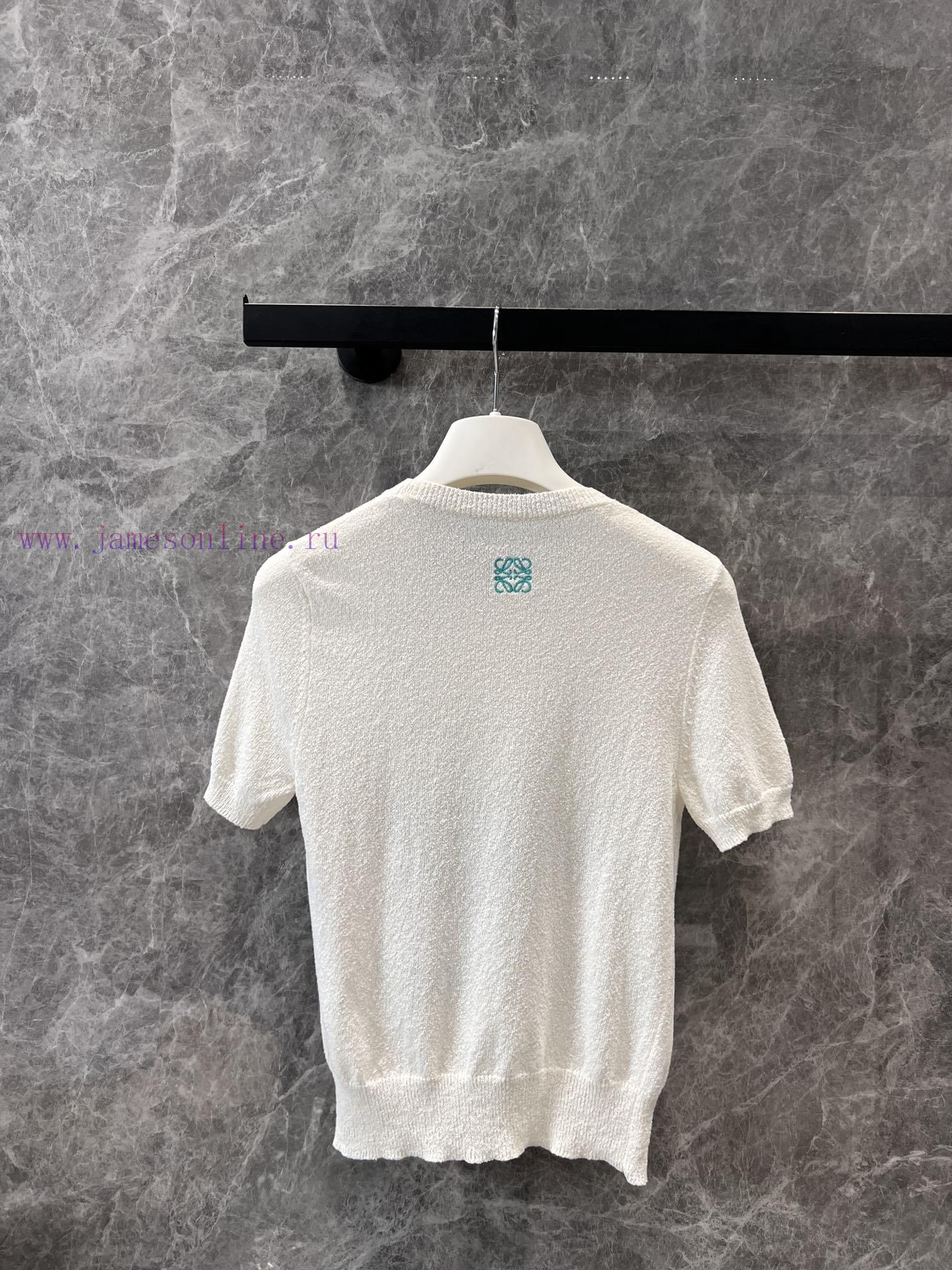 ZT61077 Loewe 25Ss Spring/Summer New Iris Texture Short Sleeve Knitted T-shirt | Developed By Y avo17r0e - Image 3