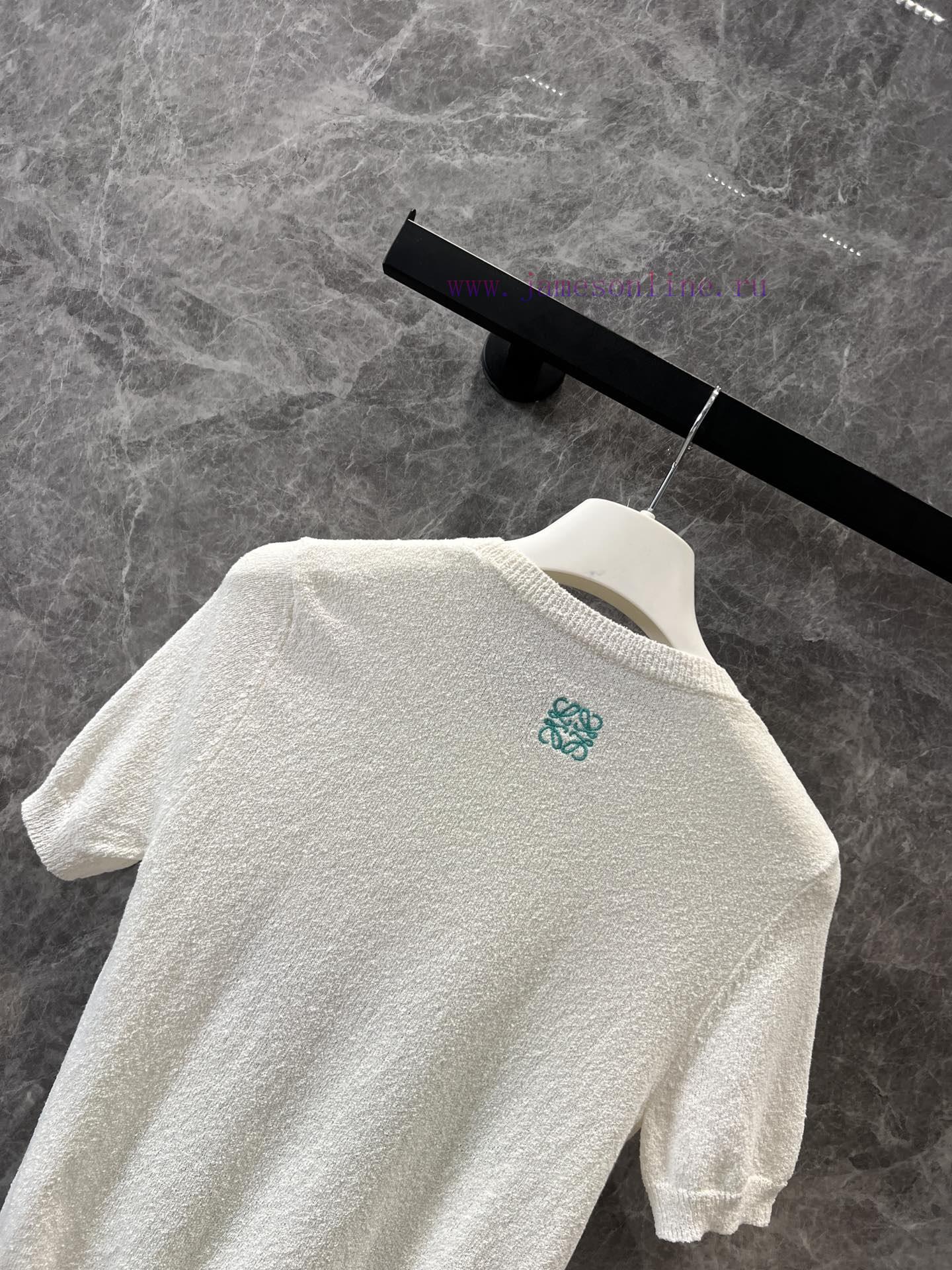 ZT61077 Loewe 25Ss Spring/Summer New Iris Texture Short Sleeve Knitted T-shirt | Developed By Y avo17r0e - Image 5