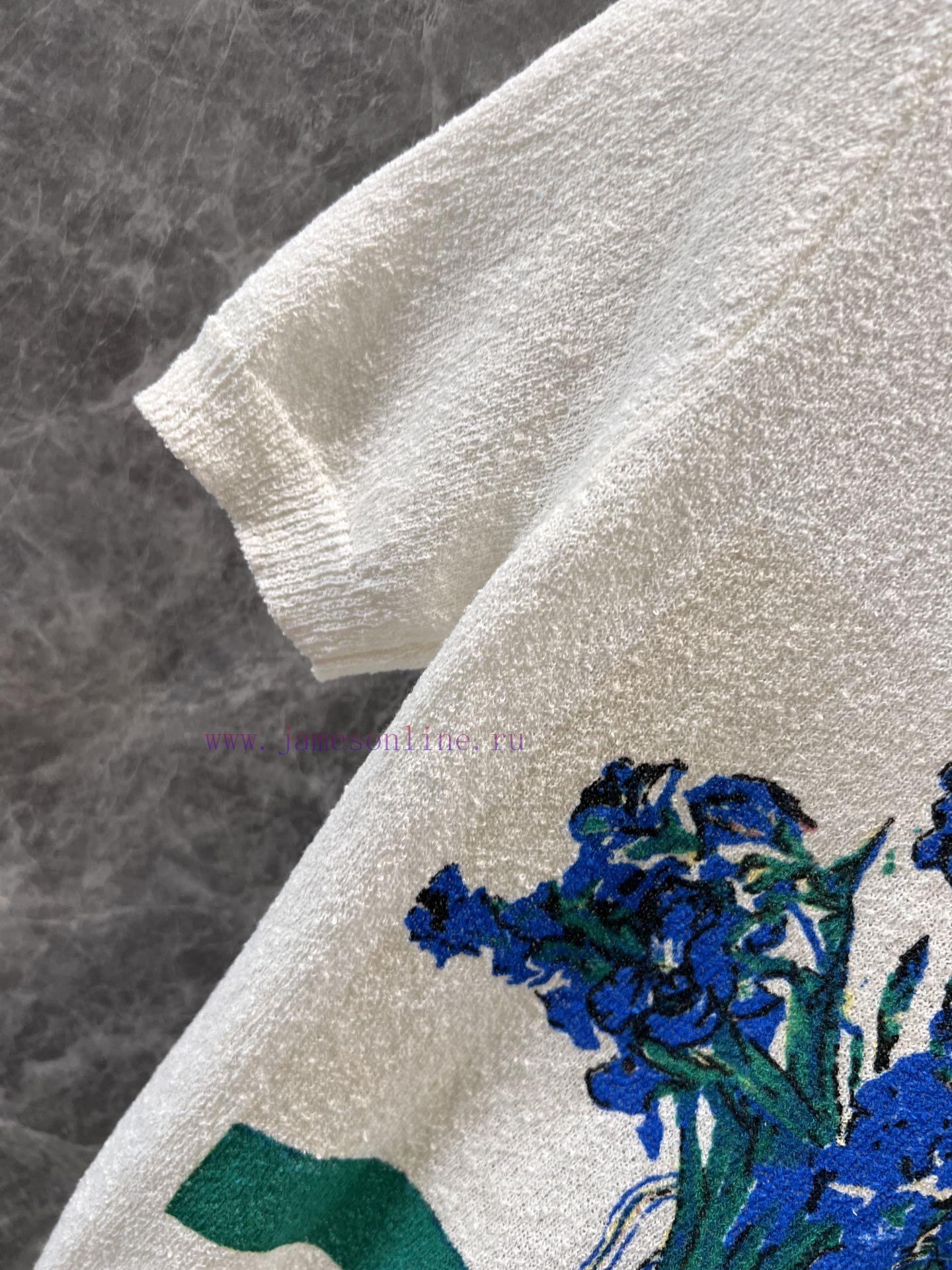 ZT61077 Loewe 25Ss Spring/Summer New Iris Texture Short Sleeve Knitted T-shirt | Developed By Y avo17r0e - Image 8