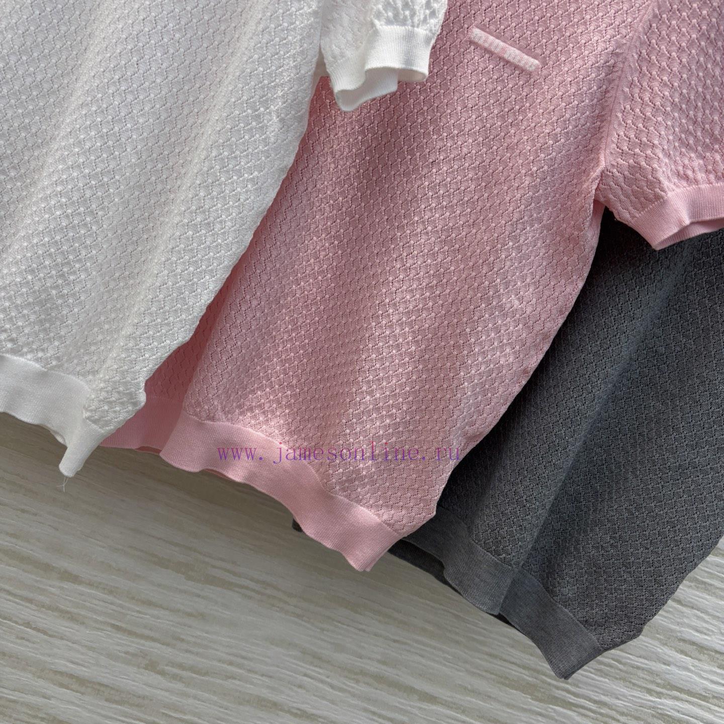 CT77526 Miu Miu Miu Miu 25 Spring And Summer New Hollow Knitted Short Sleeve Top Fashionable An obxvdi2a - Image 7