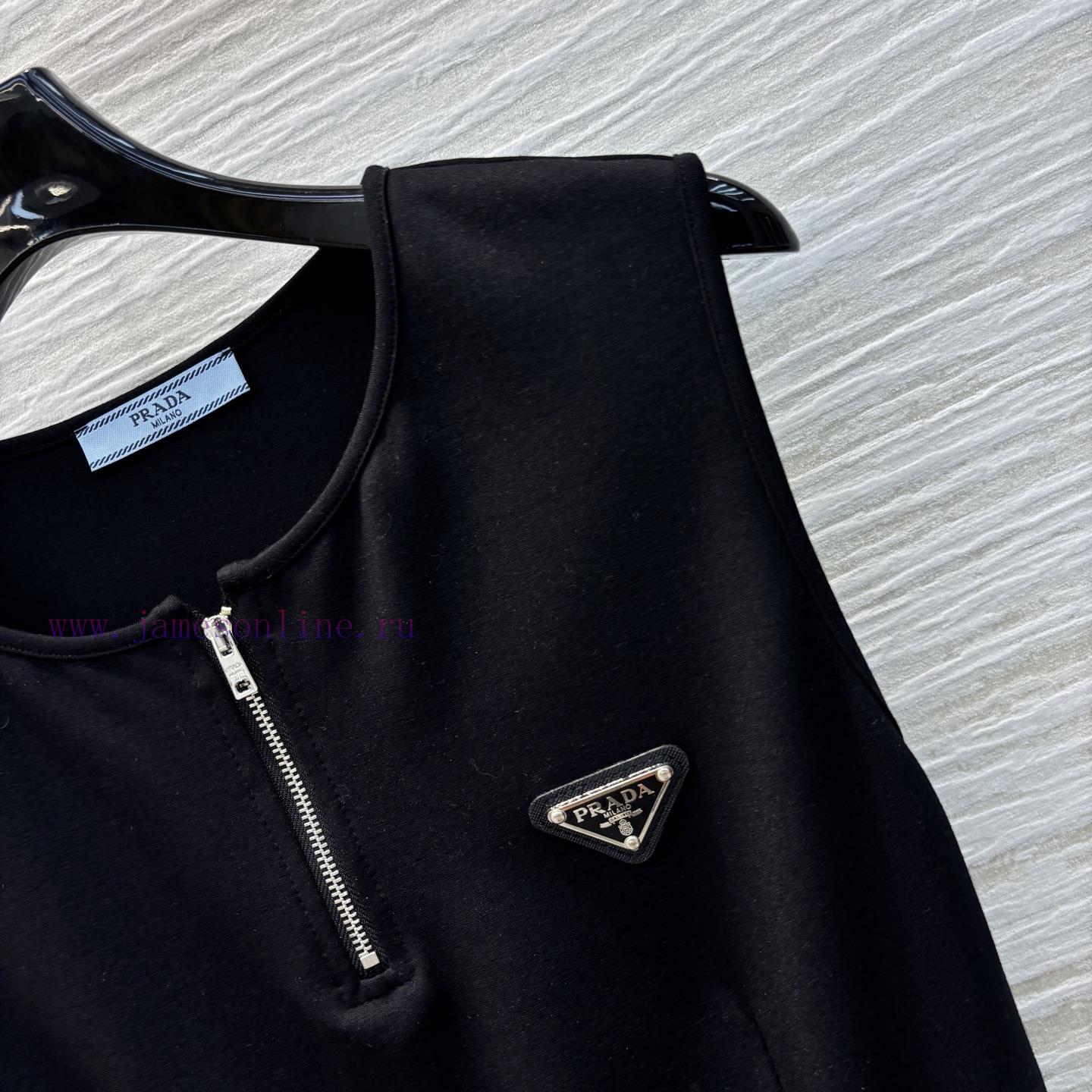 CL77529 Prada 25 Spring/Summer Triangular Sports Tank Top Splicing Dress Long Skirt A Tank Top zv6meg01 - Image 5