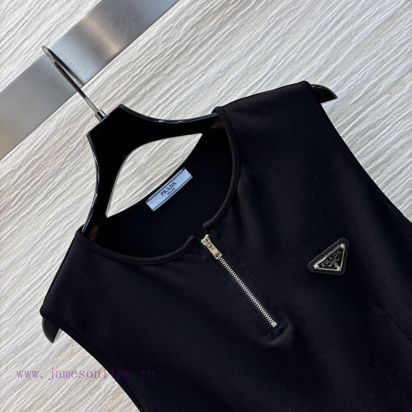 CL77529 Prada 25 Spring/Summer Triangular Sports Tank Top Splicing Dress Long Skirt A Tank Top zv6meg01 - Image 6
