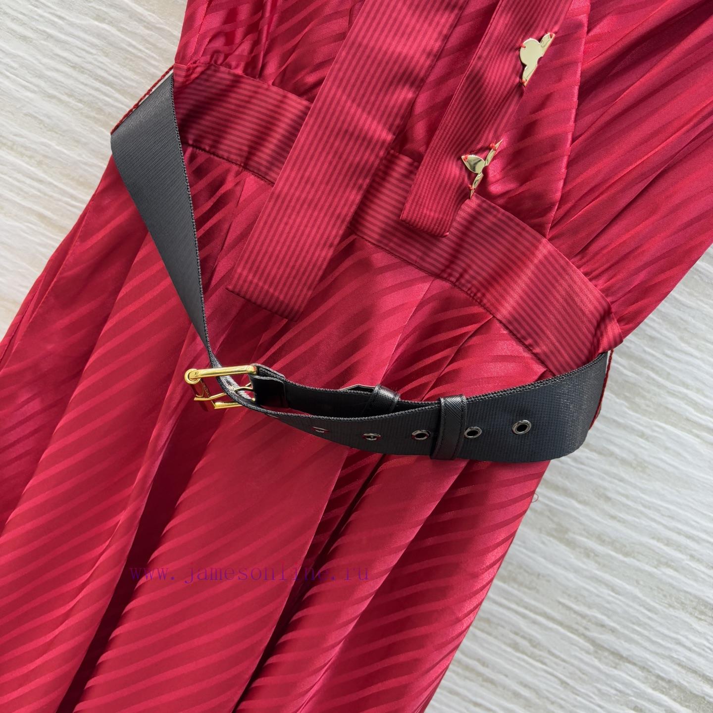 CL77530 Louis Vuitton 25 Spring/Summer Red Ribbon Sleeveless Dress With Pinch Cut Creating A Dy o8adlye8 - Image 7