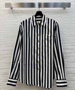 CC77533 ScHermes 25 Early Spring New Item Metal Buckle Decorative Striped Shirt Woven Striped C 30ewo8nn