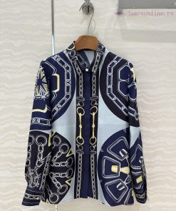️ AC76100 H Silk Shirt Effet Kalei Doscope Series Pattern Chain ️ Rope Printing Fully Positione zmkspune