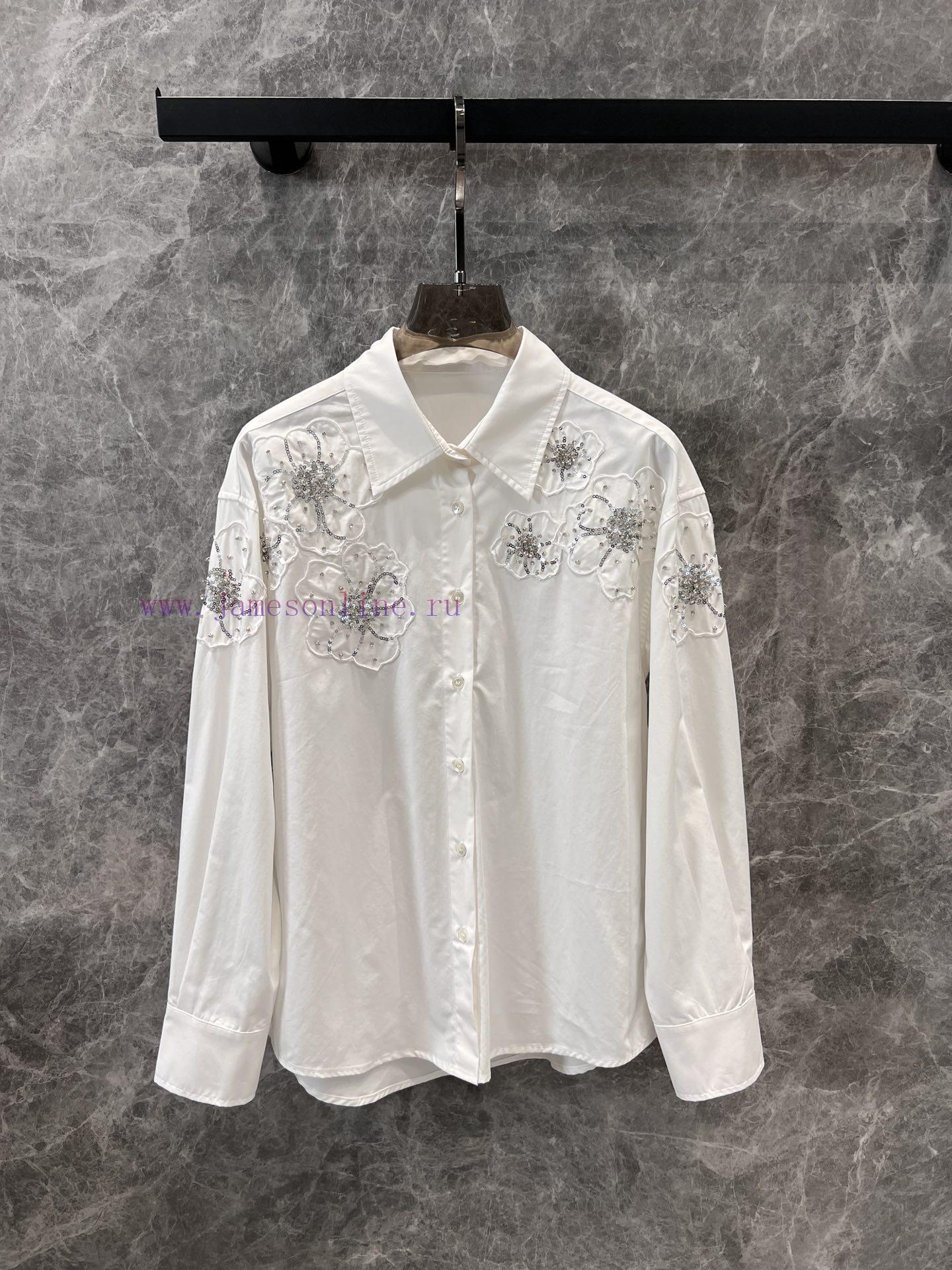 ZC60111 25Ss Early Spring New Three-dimensional Embroidery Nail Bead Flower Long Sleeve Shirt | 3nylm4c8 - Image 2