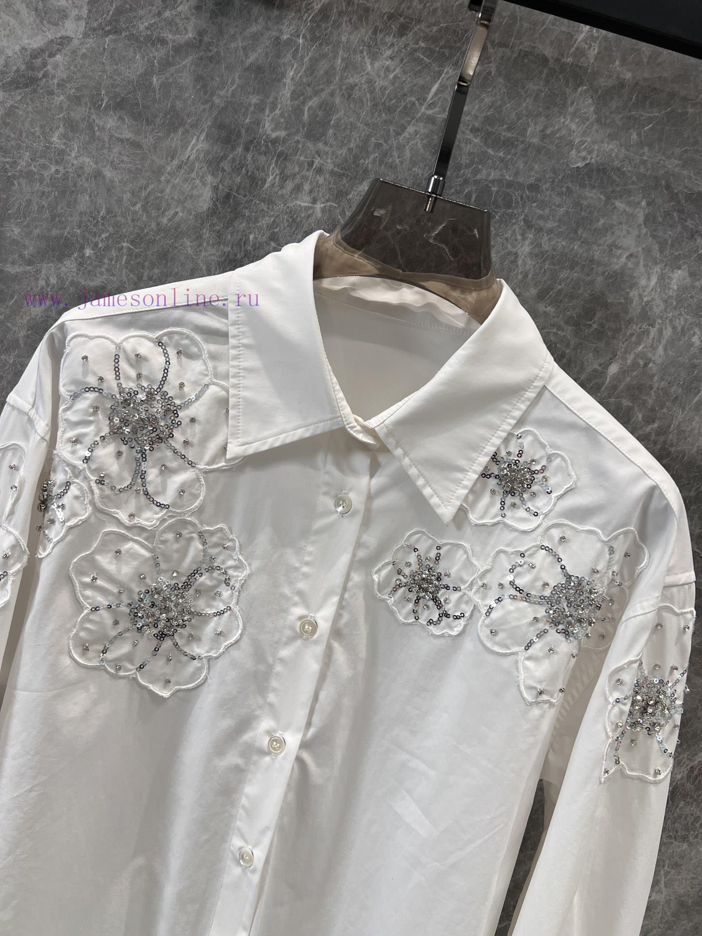 ZC60111 25Ss Early Spring New Three-dimensional Embroidery Nail Bead Flower Long Sleeve Shirt | 3nylm4c8 - Image 4