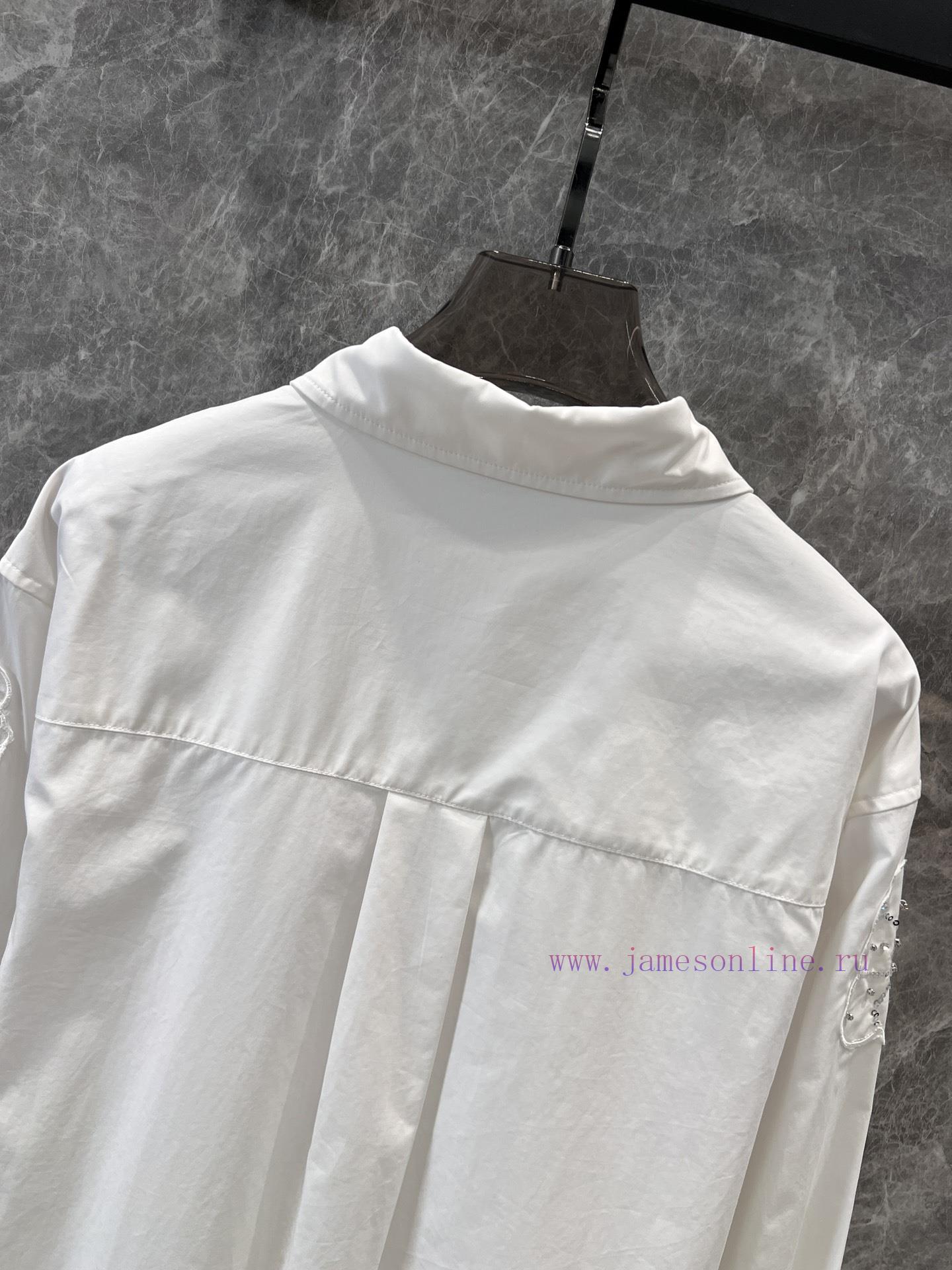 ZC60111 25Ss Early Spring New Three-dimensional Embroidery Nail Bead Flower Long Sleeve Shirt | 3nylm4c8 - Image 5