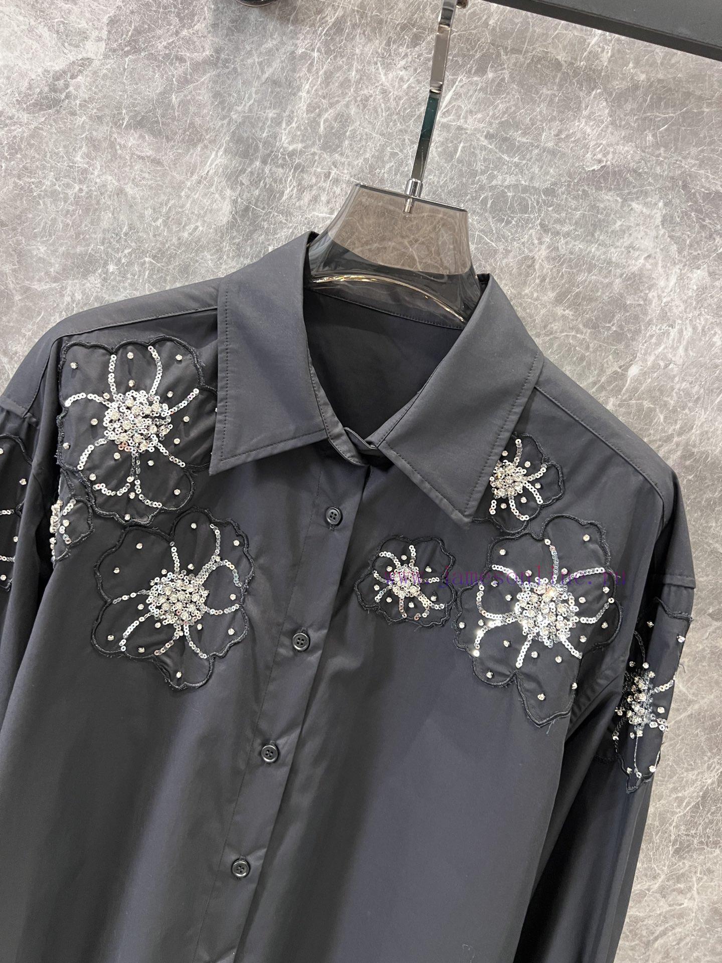 ZC60111 25Ss Early Spring New Three-dimensional Embroidery Nail Bead Flower Long Sleeve Shirt | t5fvl0qm - Image 4