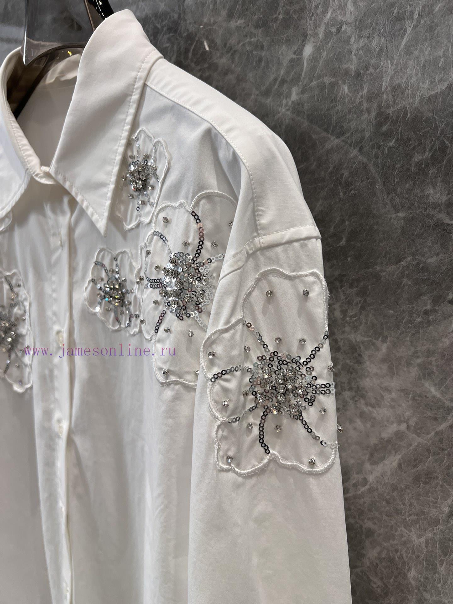 ZC60111 25Ss Early Spring New Three-dimensional Embroidery Nail Bead Flower Long Sleeve Shirt | 3nylm4c8 - Image 6