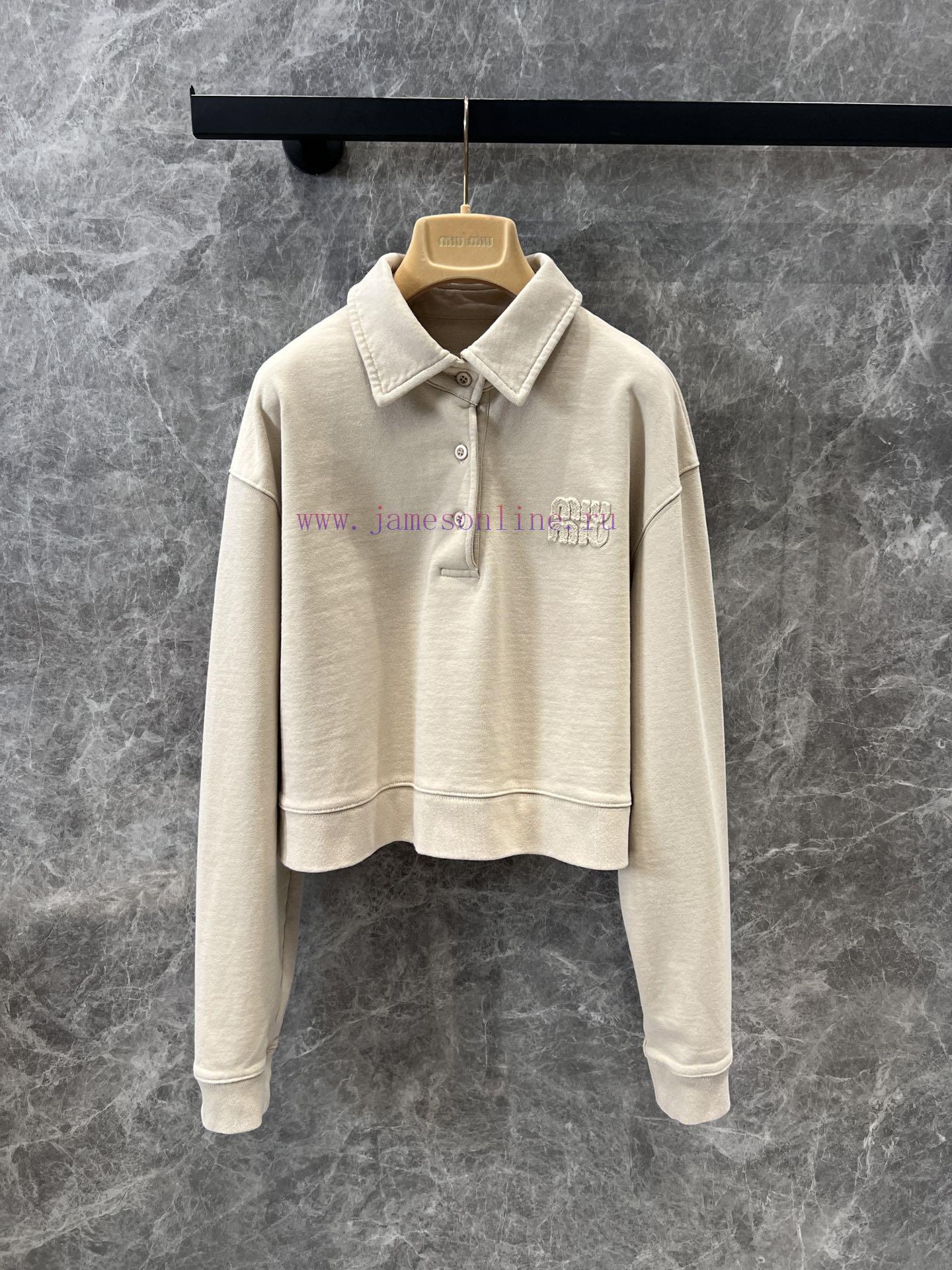 ZT60112 Miumi * 25Ss Early Spring New Embroidered Logo Letter Cotton Polo Sweatshirt+Shorts Set 481n29ed - Image 2