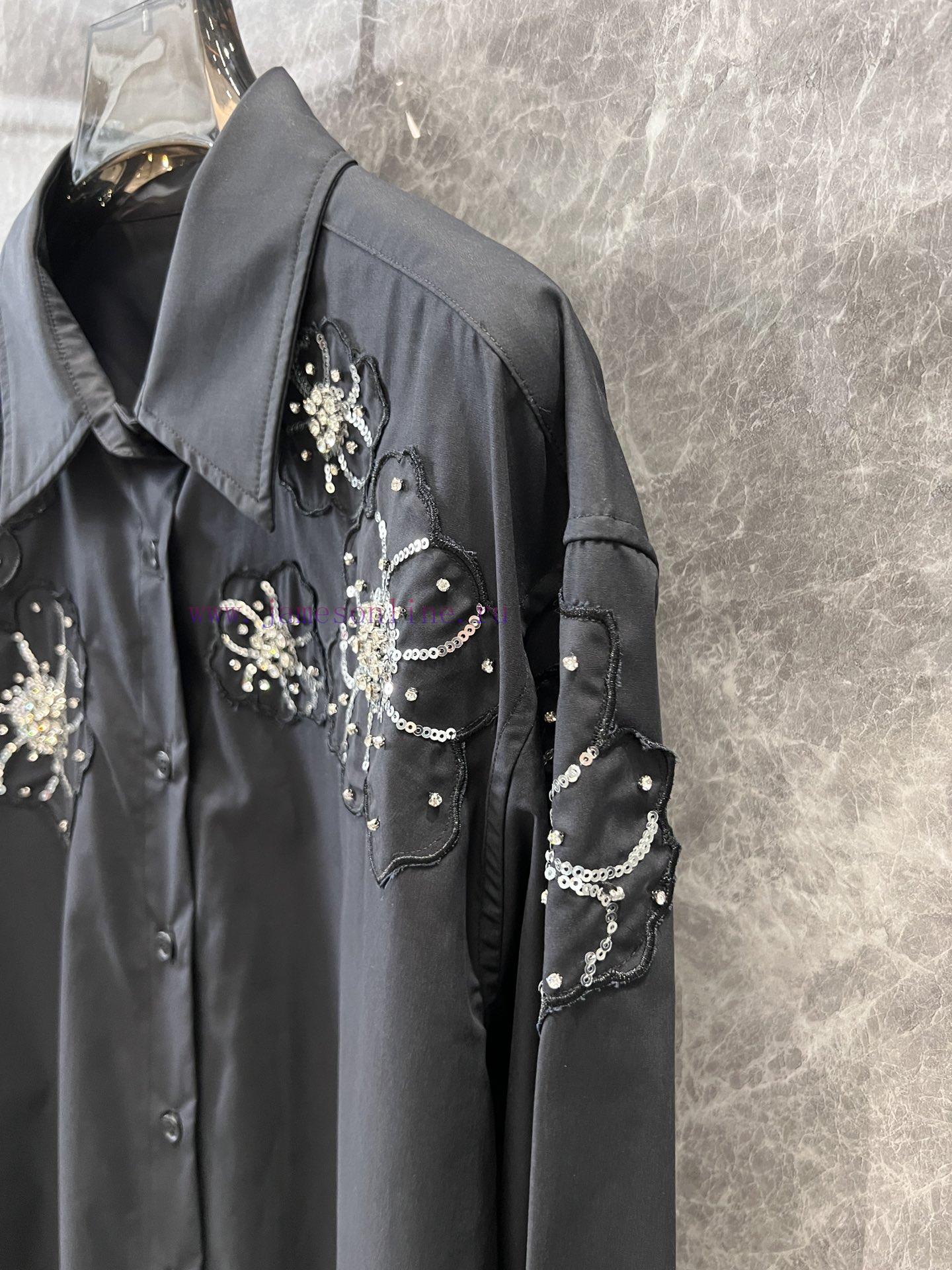 ZC60111 25Ss Early Spring New Three-dimensional Embroidery Nail Bead Flower Long Sleeve Shirt | t5fvl0qm - Image 6