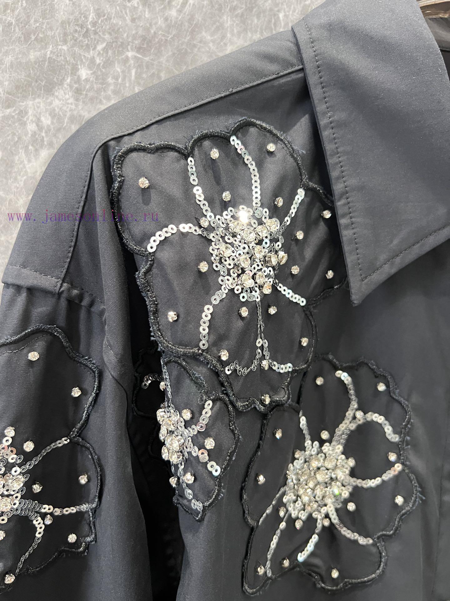 ZC60111 25Ss Early Spring New Three-dimensional Embroidery Nail Bead Flower Long Sleeve Shirt | t5fvl0qm - Image 7