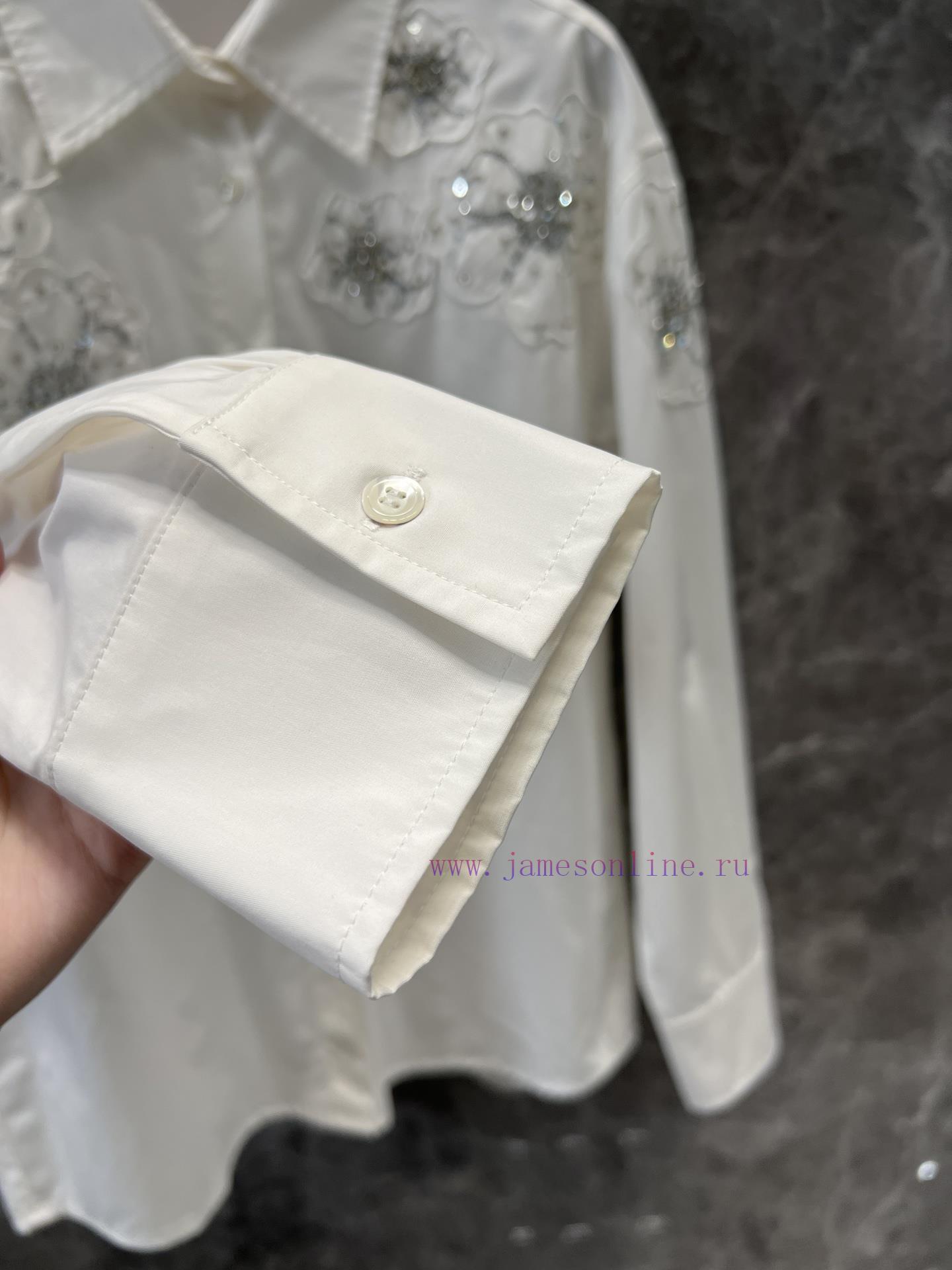 ZC60111 25Ss Early Spring New Three-dimensional Embroidery Nail Bead Flower Long Sleeve Shirt | 3nylm4c8 - Image 9