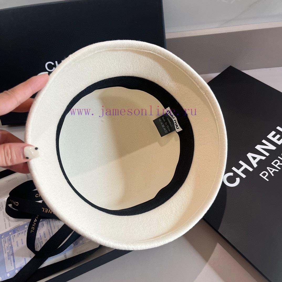 Miumiu autumn and winter new woolen hat, wool basin hat, 100% wool fabric, black and white cn1dvl4dk - Image 9