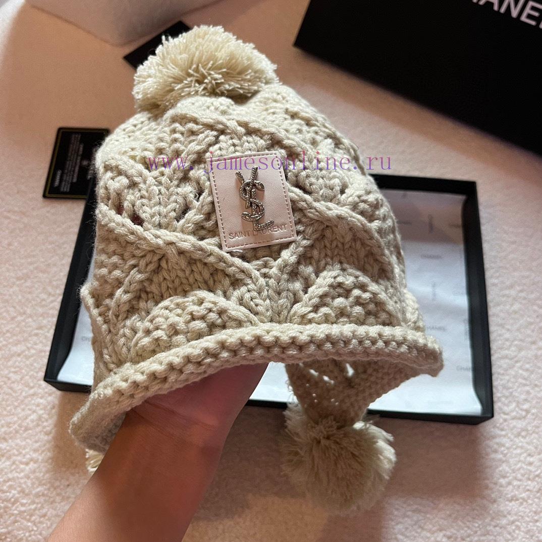 YSL Saint Laurent Autumn/Winter Ear Protection Hat, Warm Knitted Cold Hatilrvegmb - Image 3