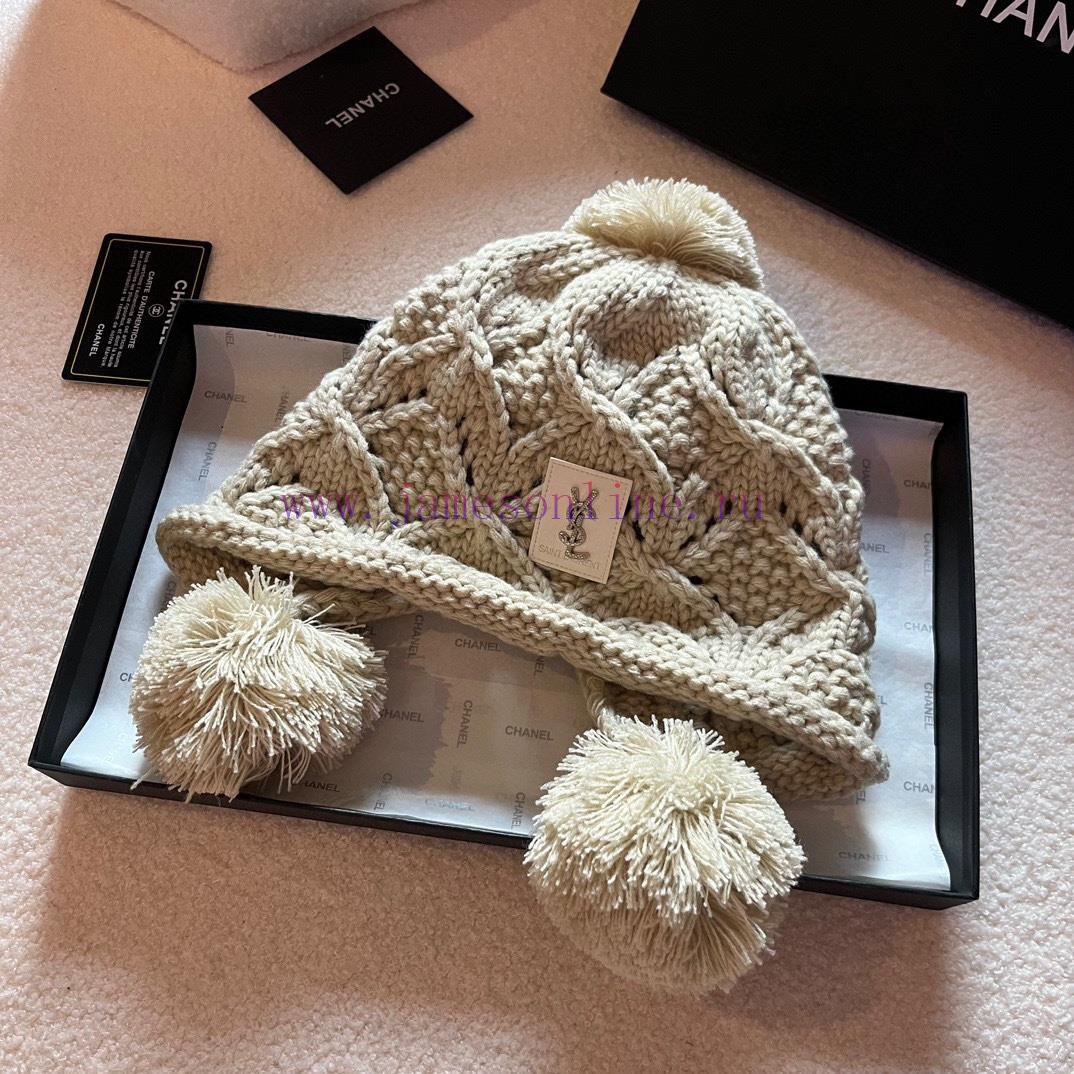 YSL Saint Laurent Autumn/Winter Ear Protection Hat, Warm Knitted Cold Hatilrvegmb - Image 7