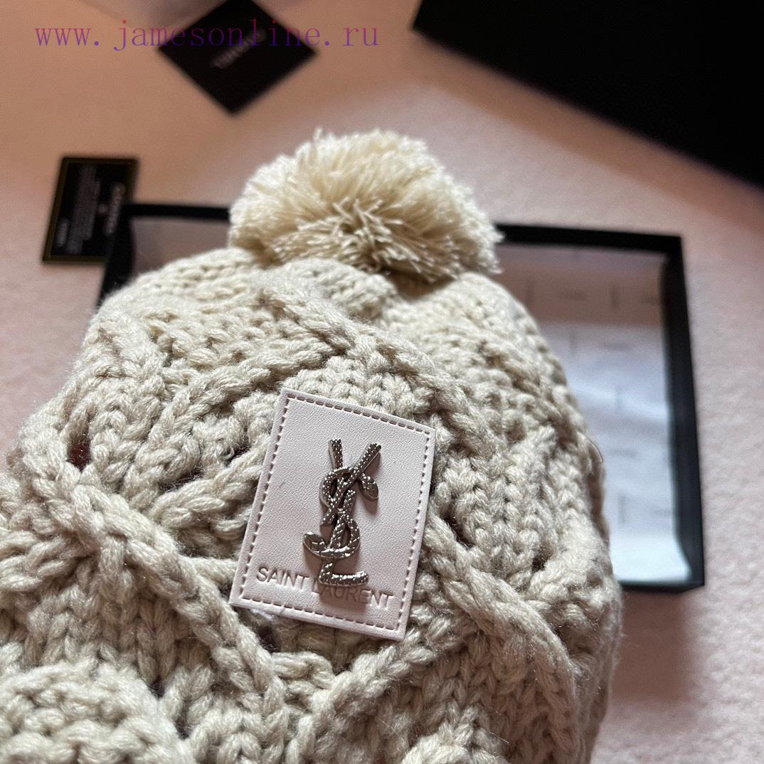 YSL Saint Laurent Autumn/Winter Ear Protection Hat, Warm Knitted Cold Hatilrvegmb - Image 8