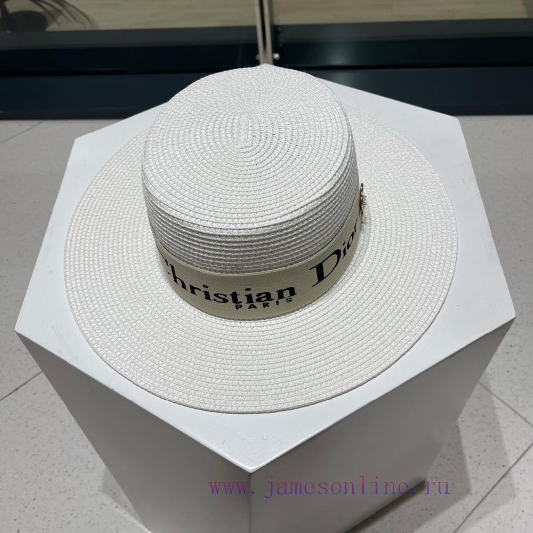 DIOR 2022 new straw woven sunshade hat basin hat 🤩 Beach style, simple and elegant, versatilbdhwrrw8 - Image 3