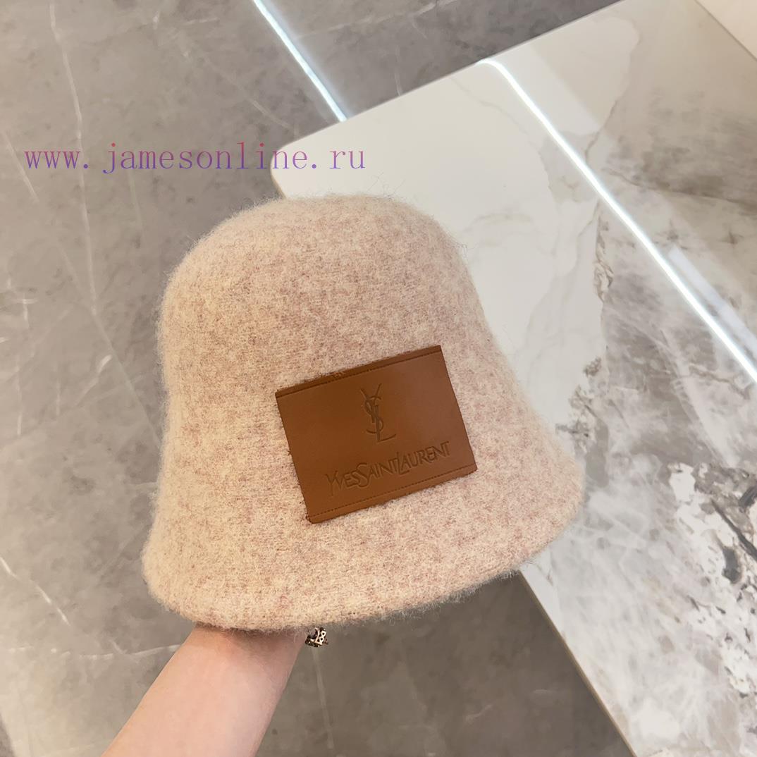 YSL Saint Laurent 2024 New Wool Brand Leather Label Plush Fisherman's HatVersatile Leisure~A2ex2shes - Image 6
