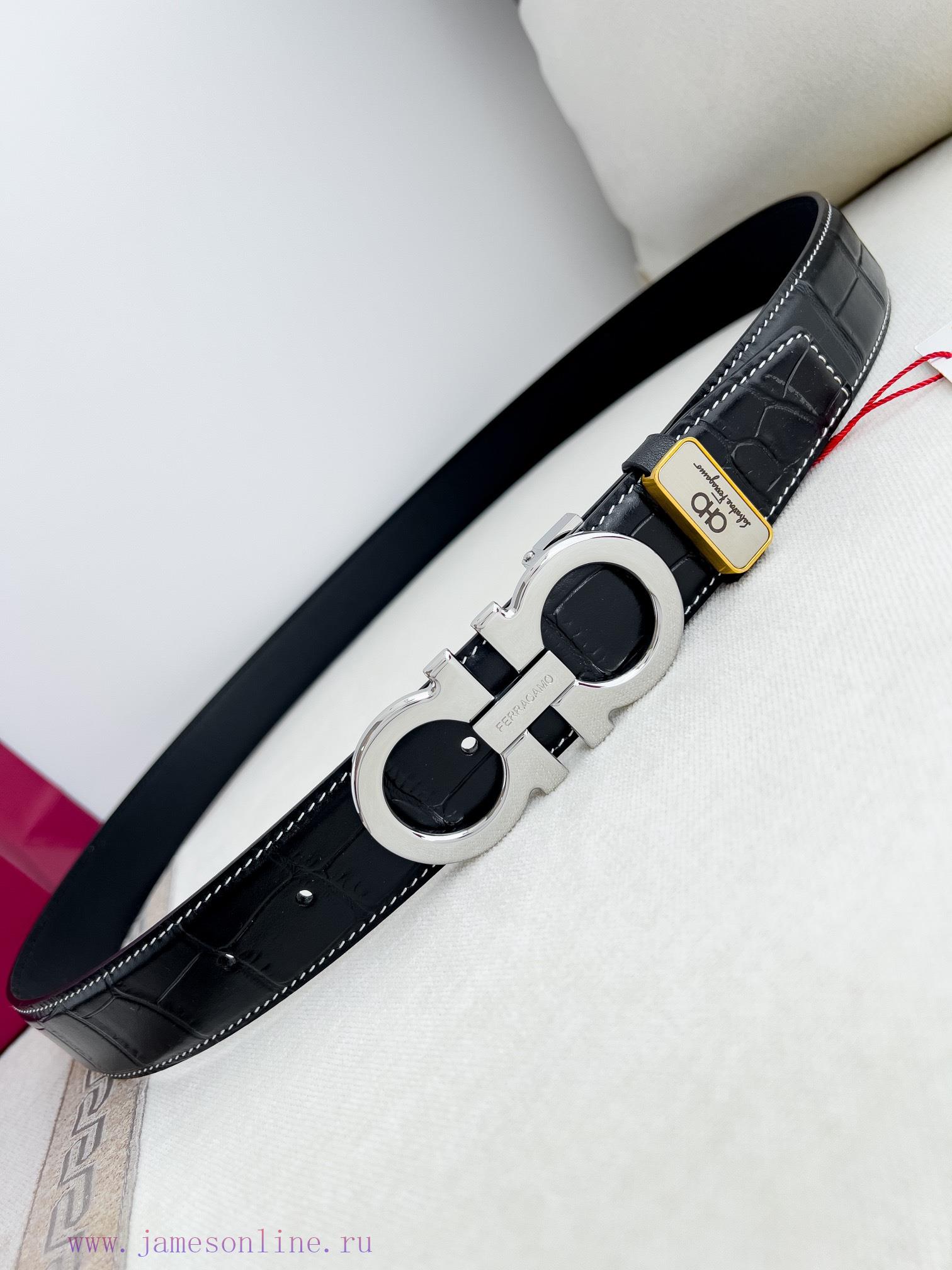 Ferragamo Ferrgamo ️ Belt and beltHanging buckle, classic hanging buckle made of pure copper mafdegk0 - Image 5