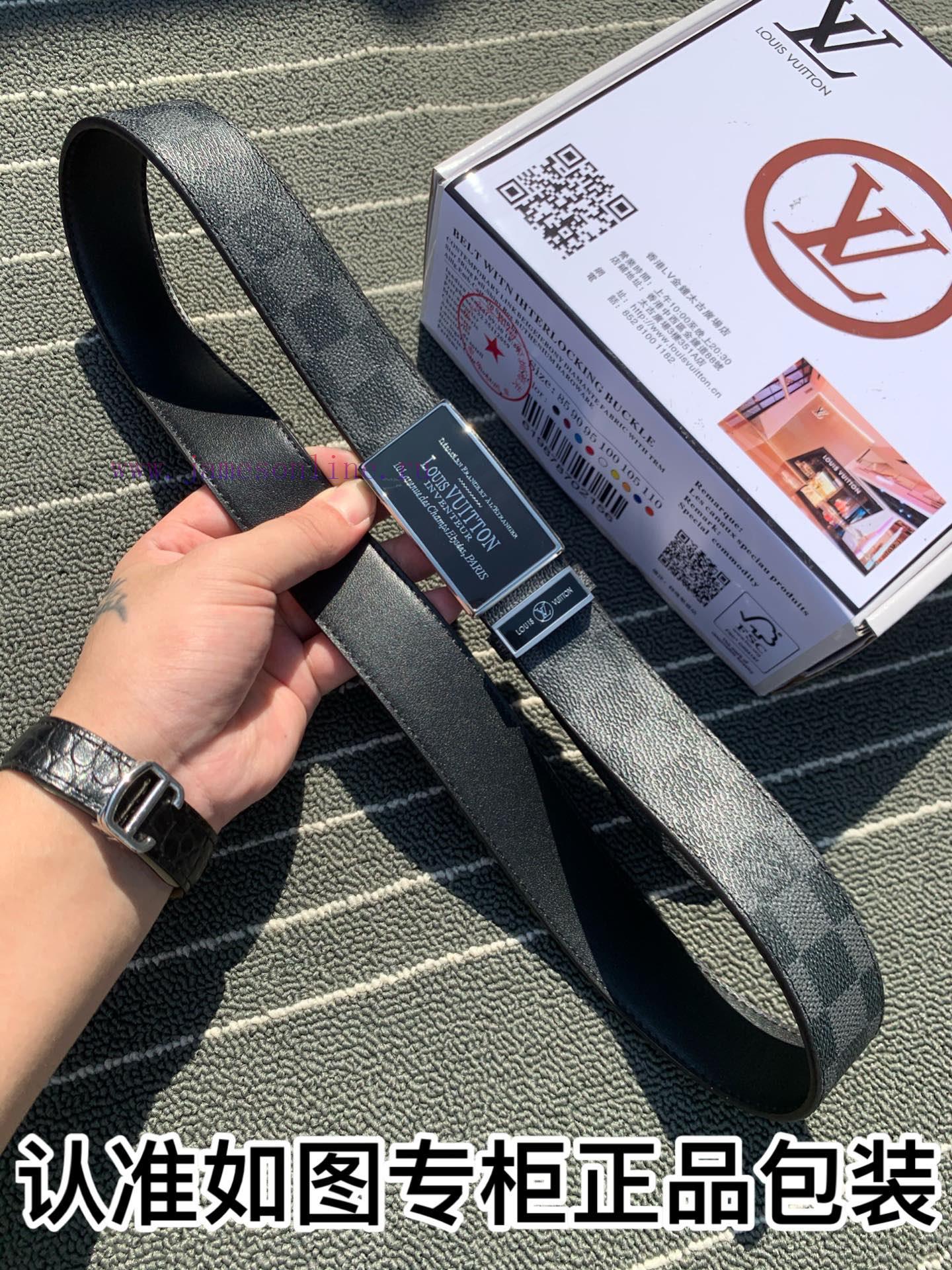 Belt LV Louis Vuitton automatic buckle-The waistband is made of 100% imported original cowhi rw6m3gf2 - Image 3