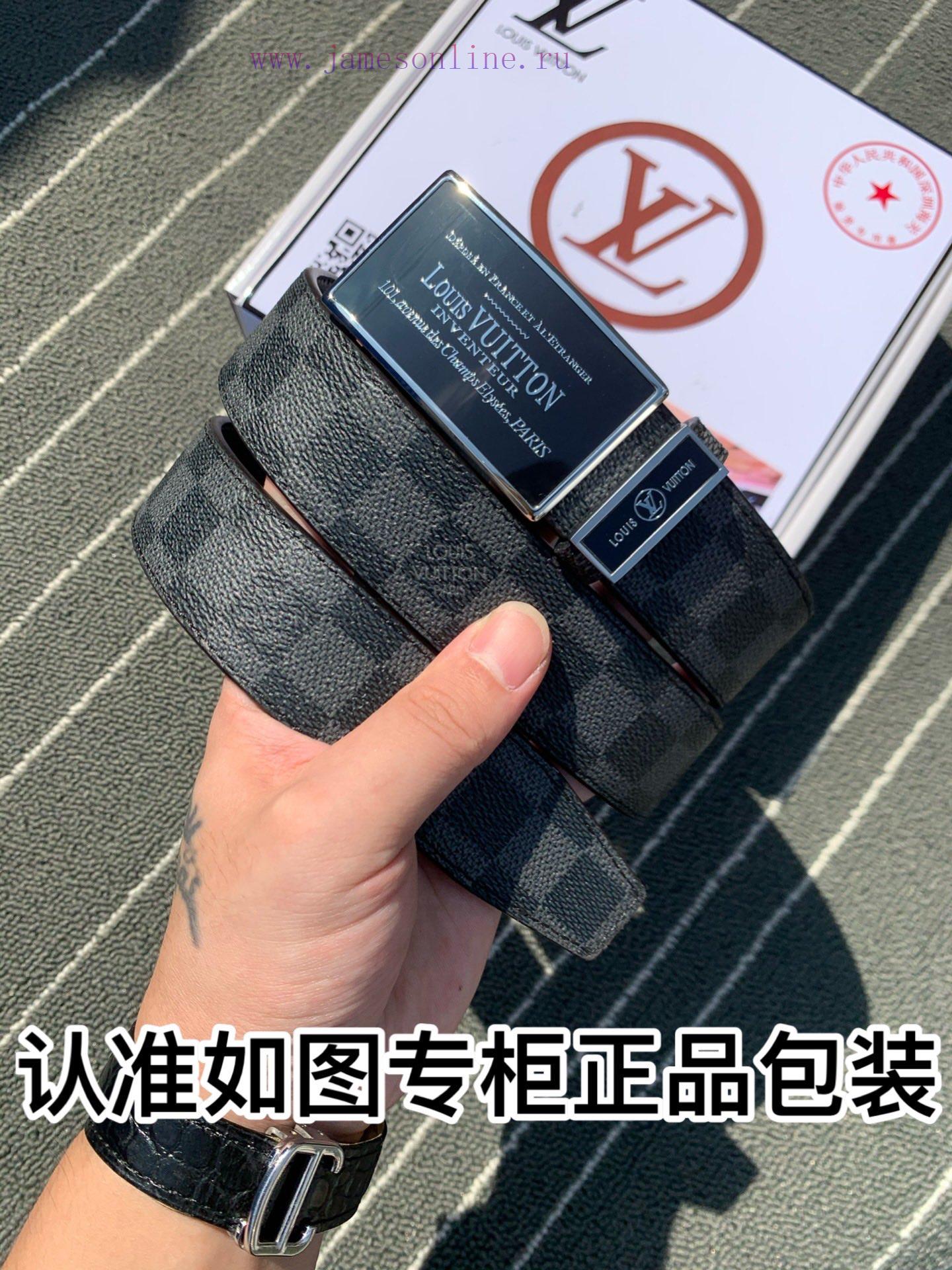 Belt LV Louis Vuitton automatic buckle-The waistband is made of 100% imported original cowhi rw6m3gf2 - Image 4