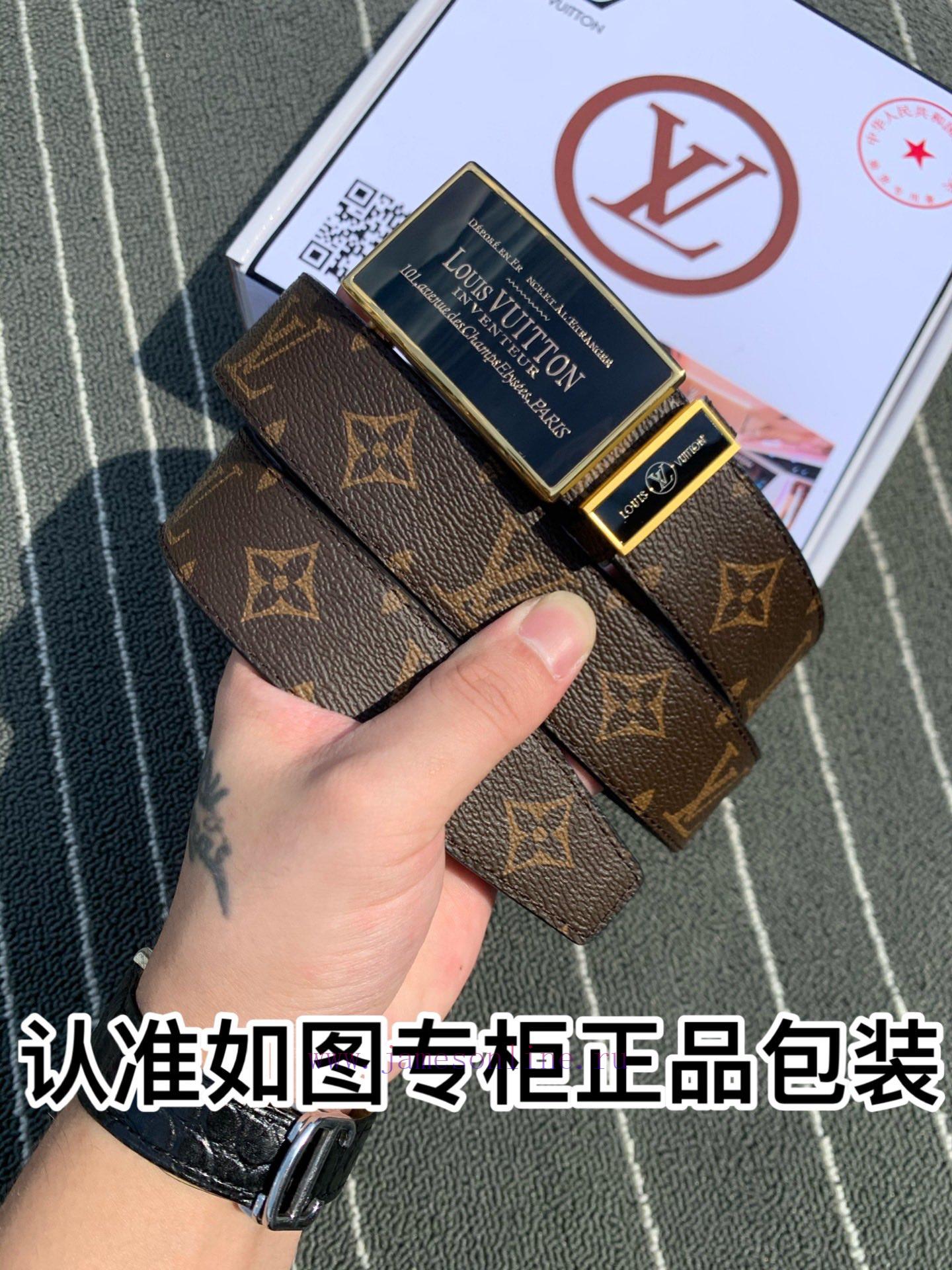 Belt LV Louis Vuitton automatic buckle-The waistband is made of 100% imported original cowhi r86y97hk - Image 4