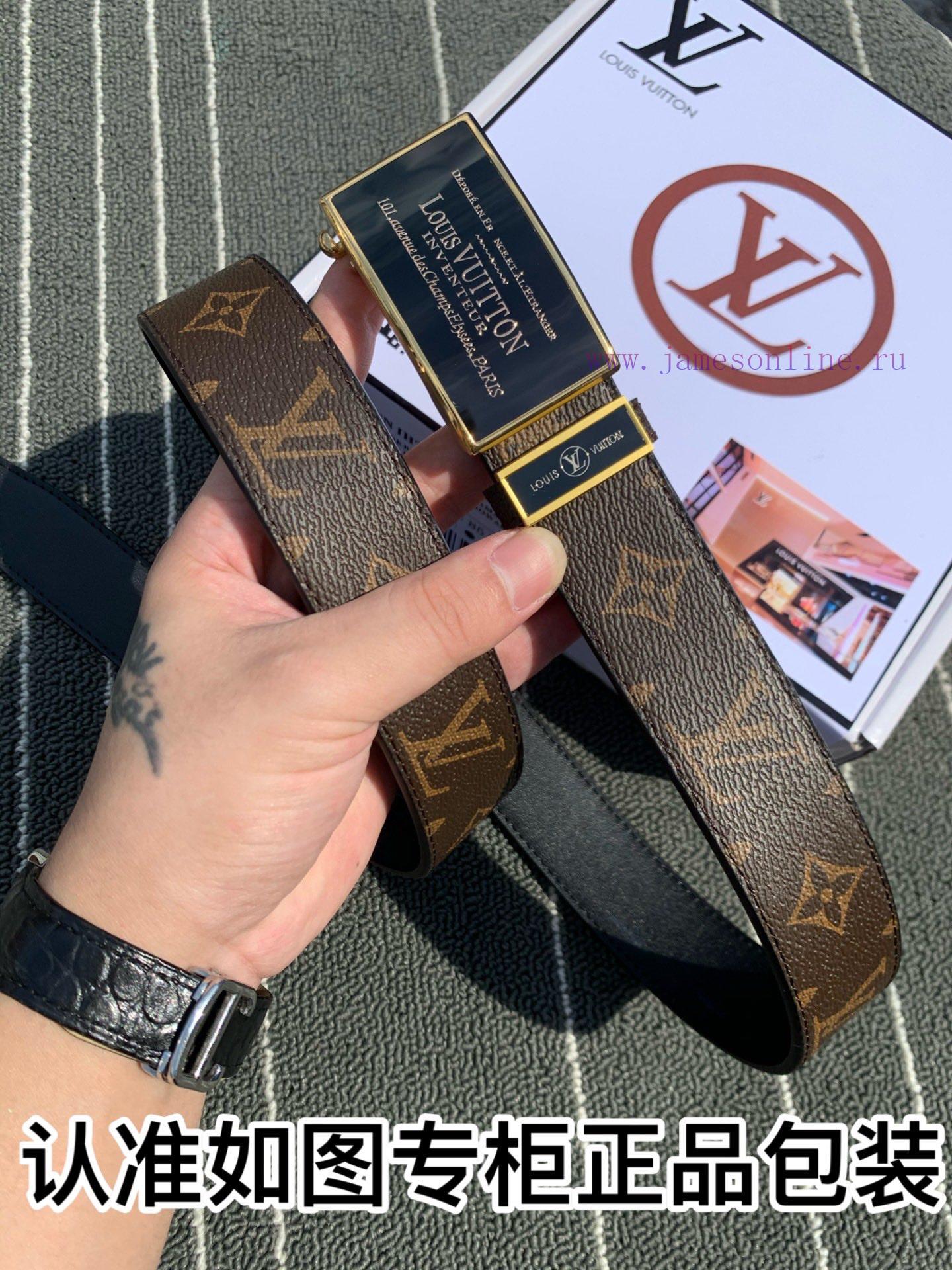 Belt LV Louis Vuitton automatic buckle-The waistband is made of 100% imported original cowhi r86y97hk - Image 5