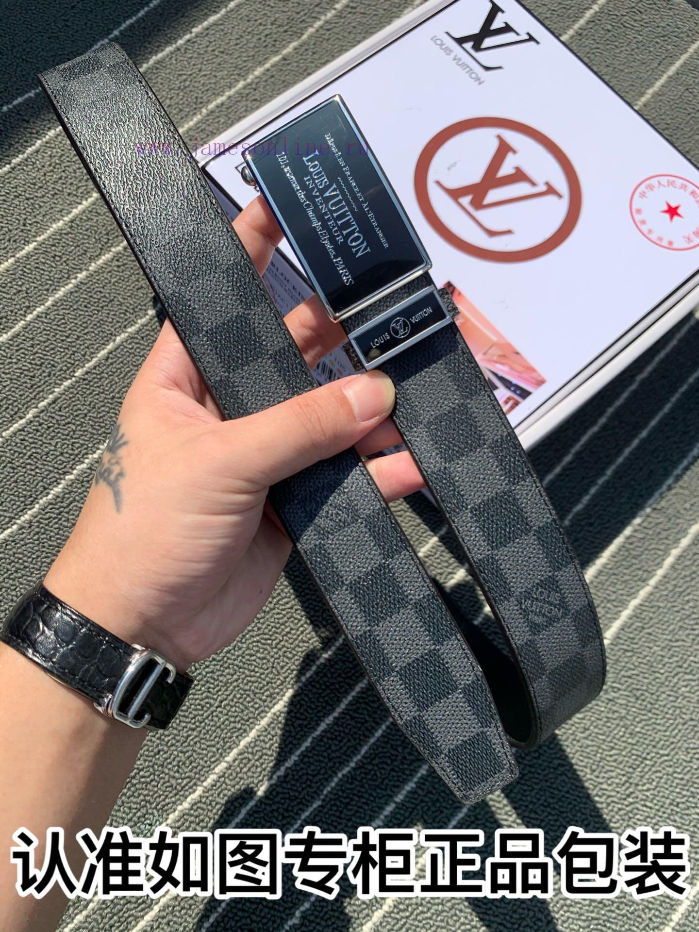 Belt LV Louis Vuitton automatic buckle-The waistband is made of 100% imported original cowhi rw6m3gf2 - Image 6
