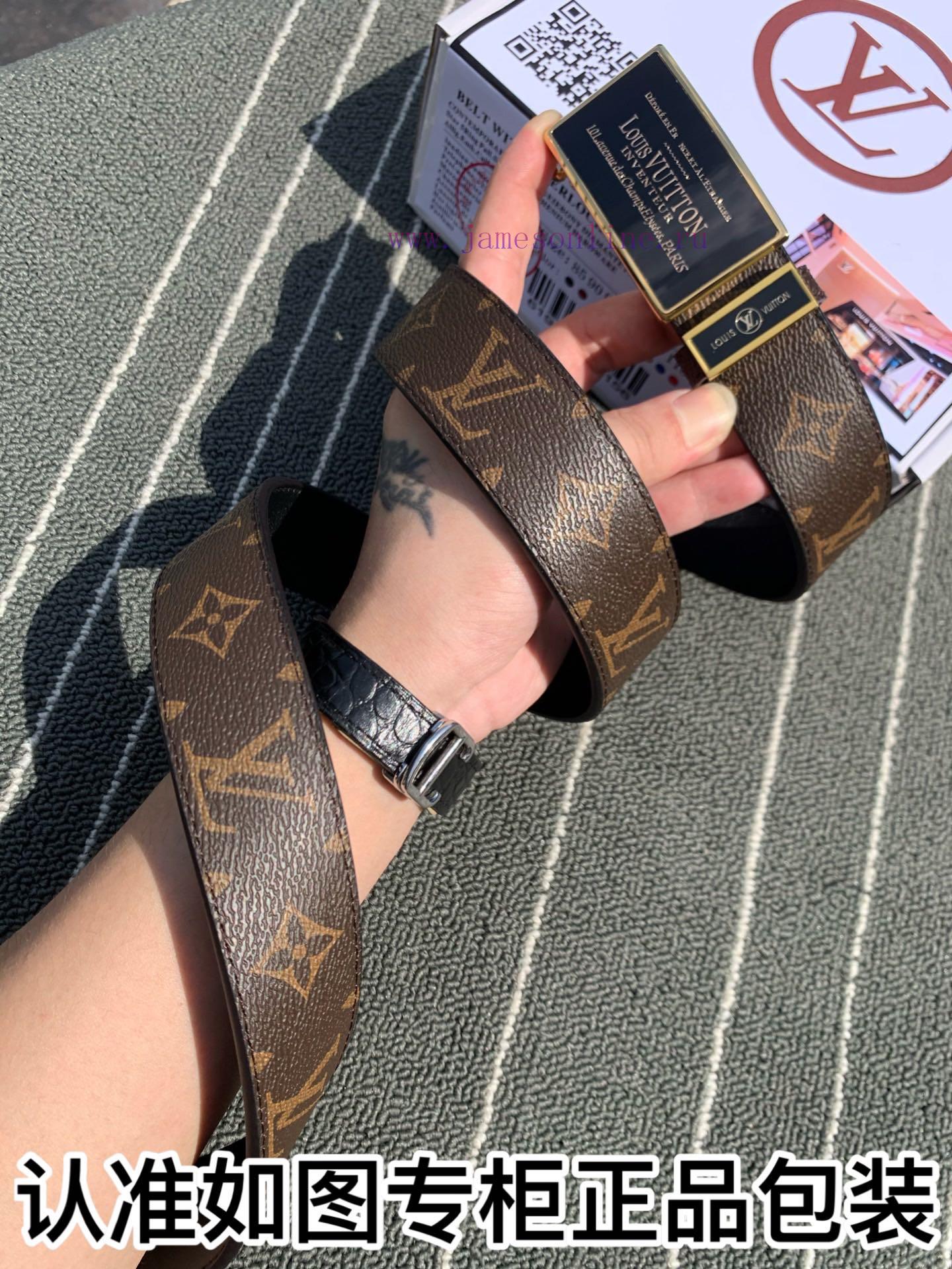Belt LV Louis Vuitton automatic buckle-The waistband is made of 100% imported original cowhi r86y97hk - Image 7