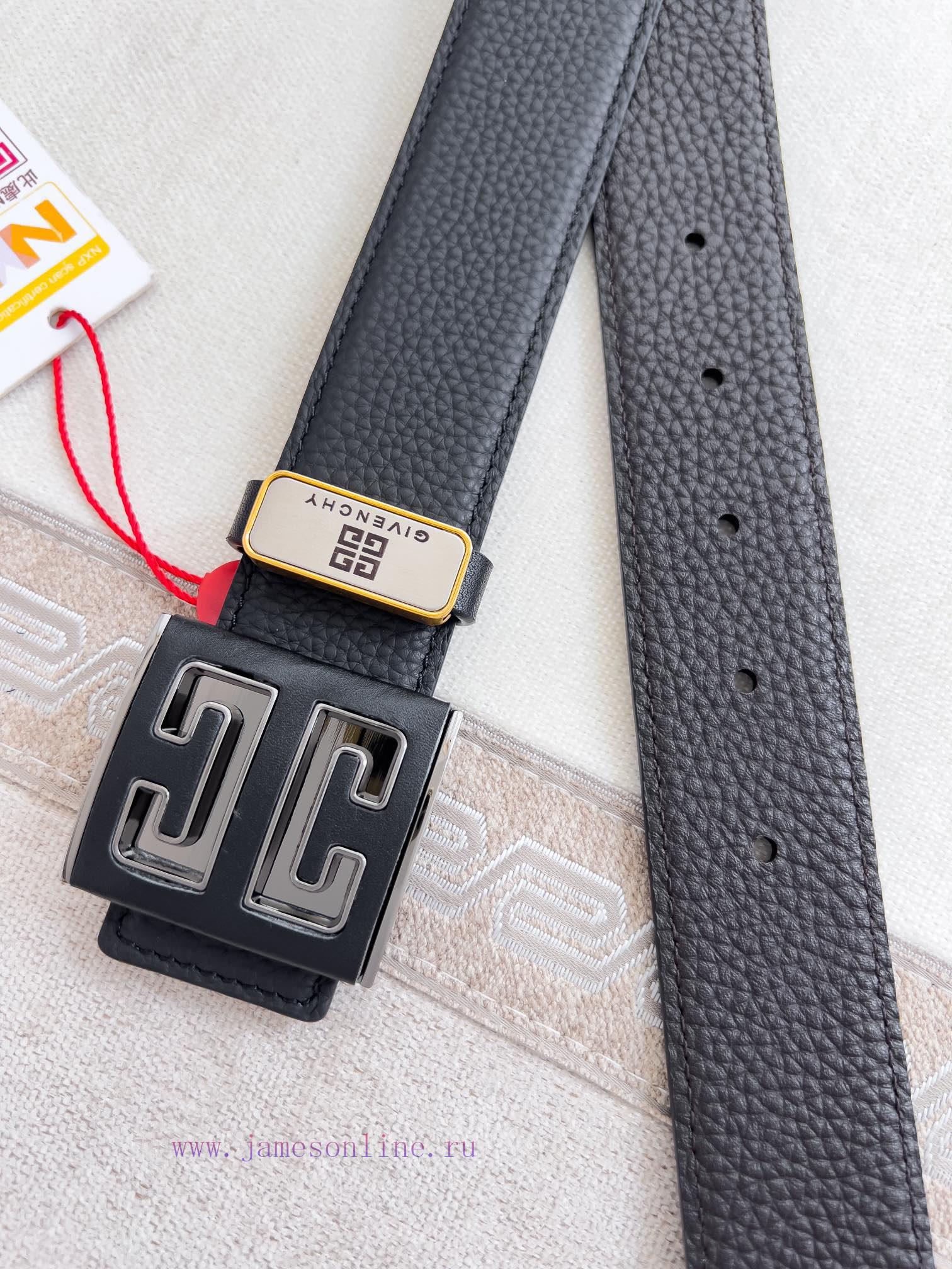Givenchy GIVENCHY Belt ️ BeltHanging buckle, pure steel material buckle head, double-sided c v4wm1o1l - Image 7