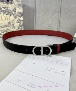 3.5cm width Dior grain textured cowhide hollow "CD" buckle belt, black palm grain grain leat xkrmhaya