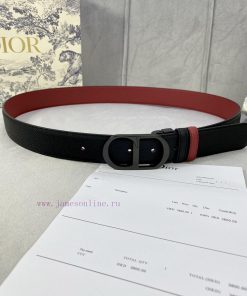 3.5cm width Dior grain textured cowhide hollow "CD" buckle belt, black palm grain grain leat xo1kpcsq