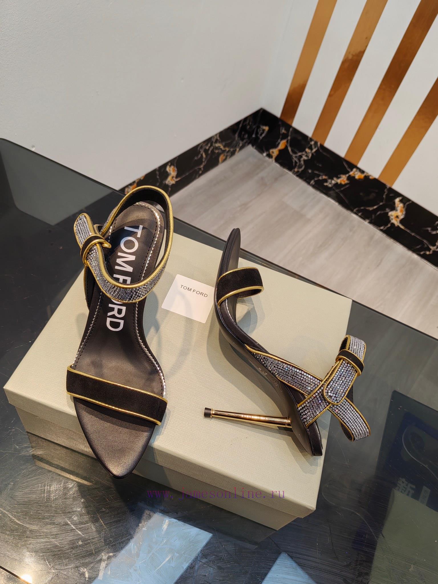 TOM FORD Top High Heel Hollow SandalsImported Yangjing Shoe Upper With Czech DiamondsFoot Pad S fg7sgatv - Image 7