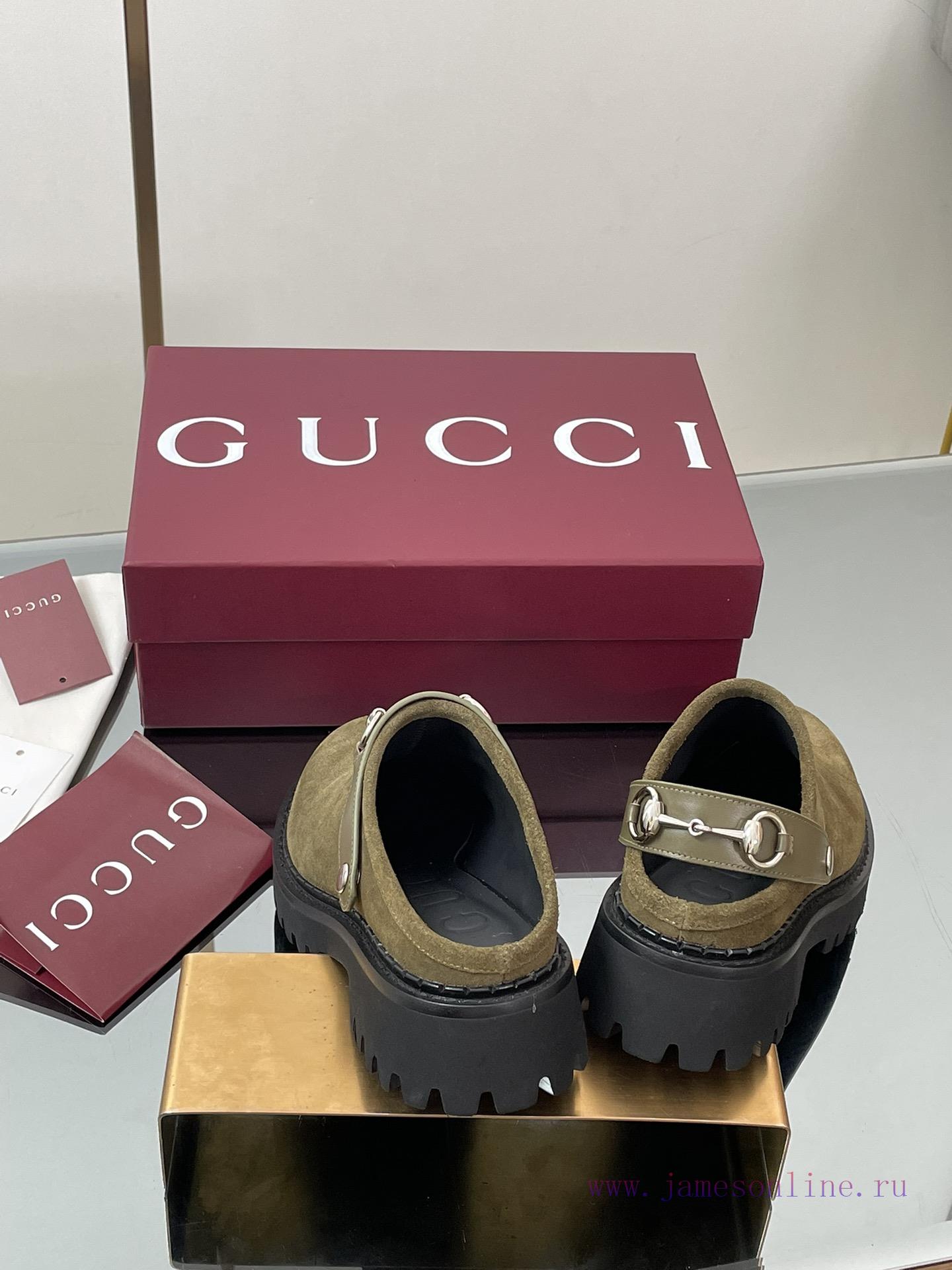 2025 Early Autumn GUCCI Women's Horseneck Buckle M ü Ller Shoes New Grooved Sole Le Fu Shoes La a0vwy513 - Image 9